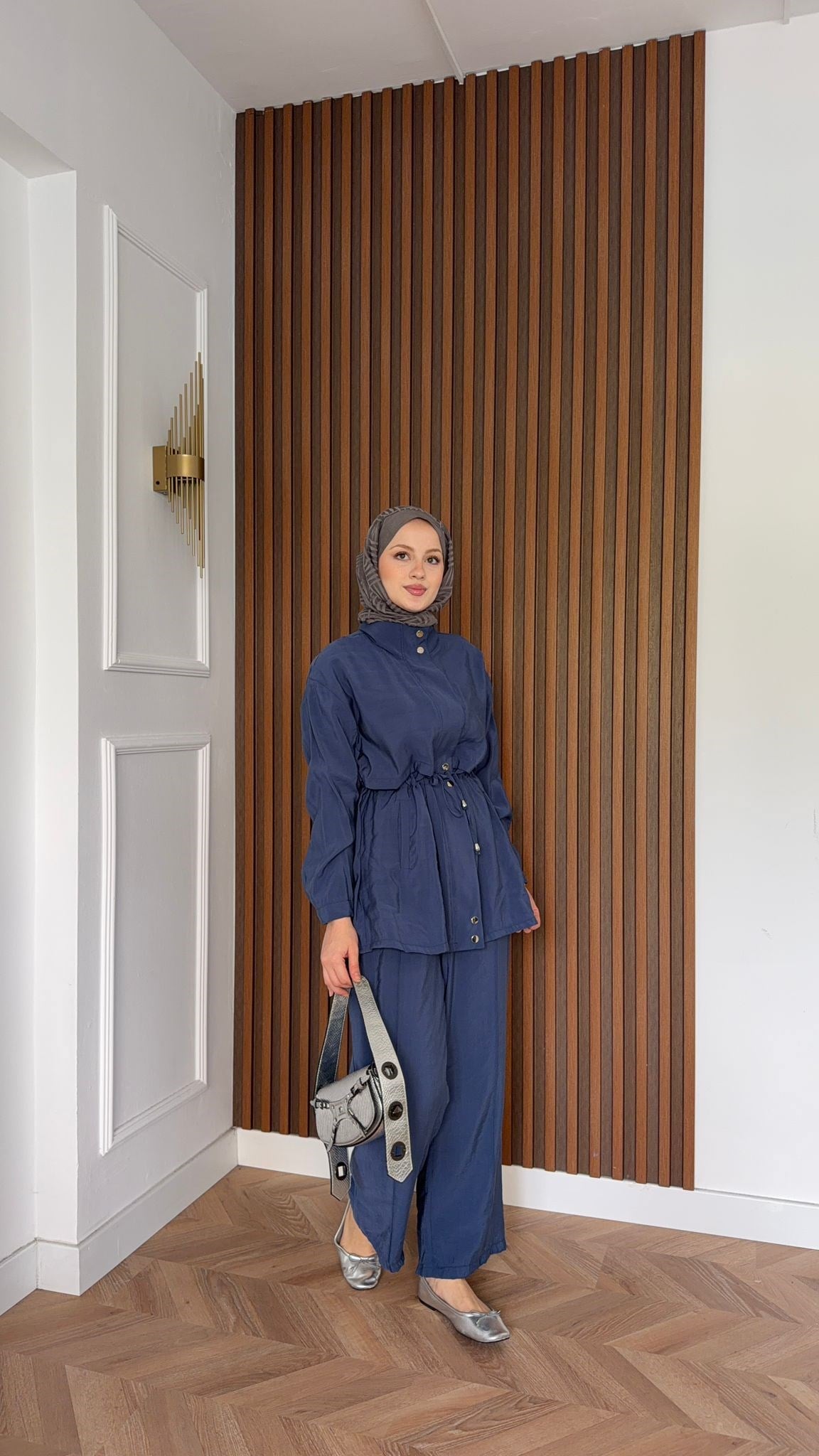 MEYSADESIGN PANTOLON TAKIM Çıtçıtlı Tensel  İkili Takım İndigo