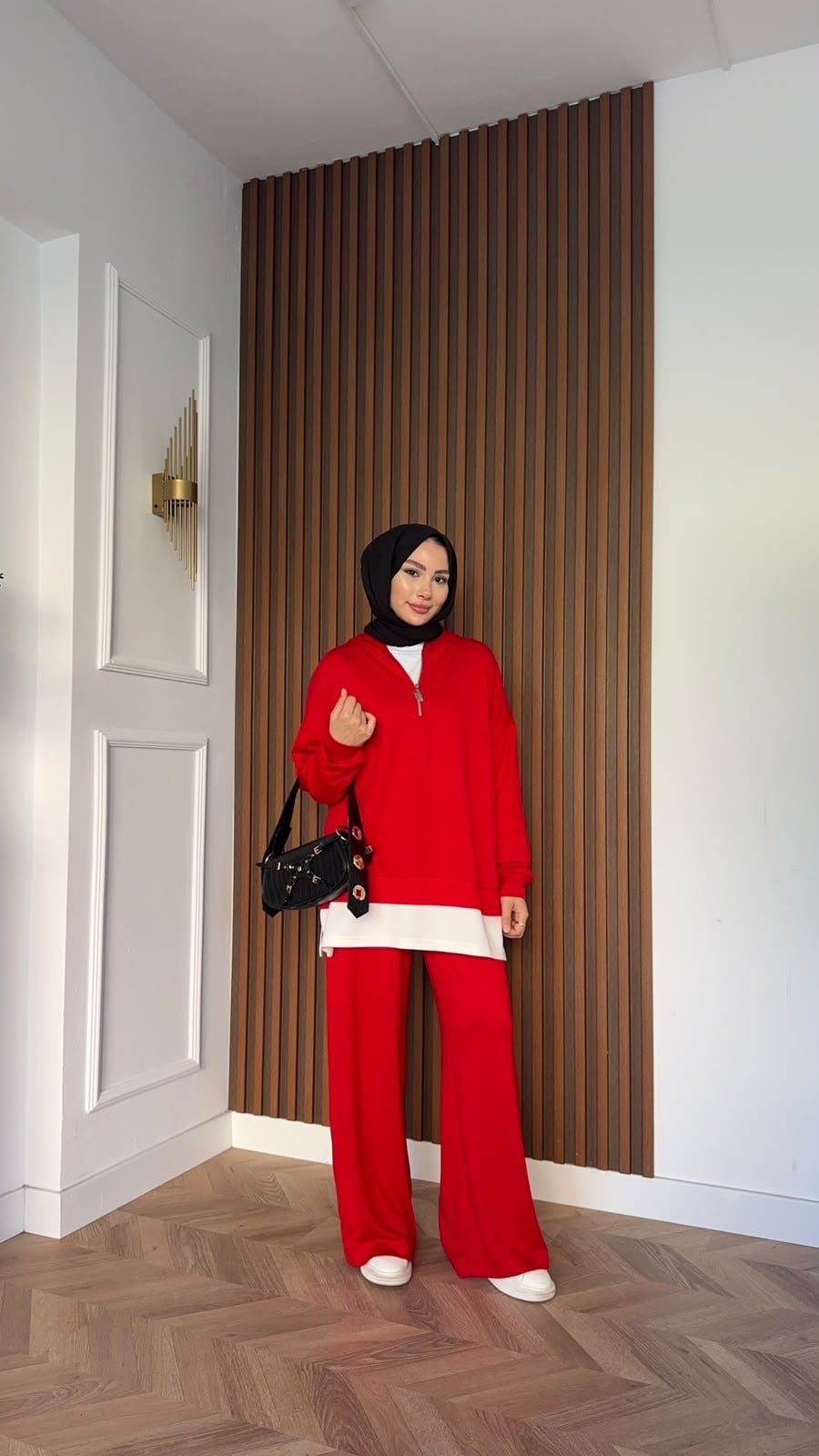 MEYSADESIGN PANTOLON TAKIM Comfort İçlik Detaylı İkili Takım Kırmızı