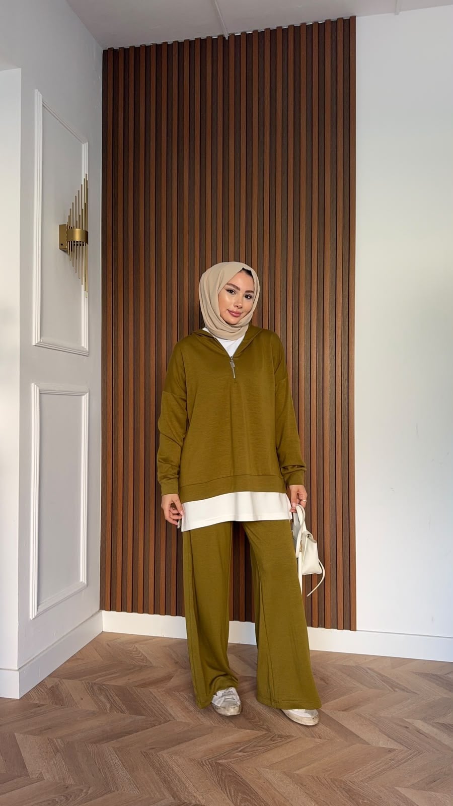 MEYSADESIGN PANTOLON TAKIM Comfort İçlik Detaylı İkili Takım Yağ Yeşili