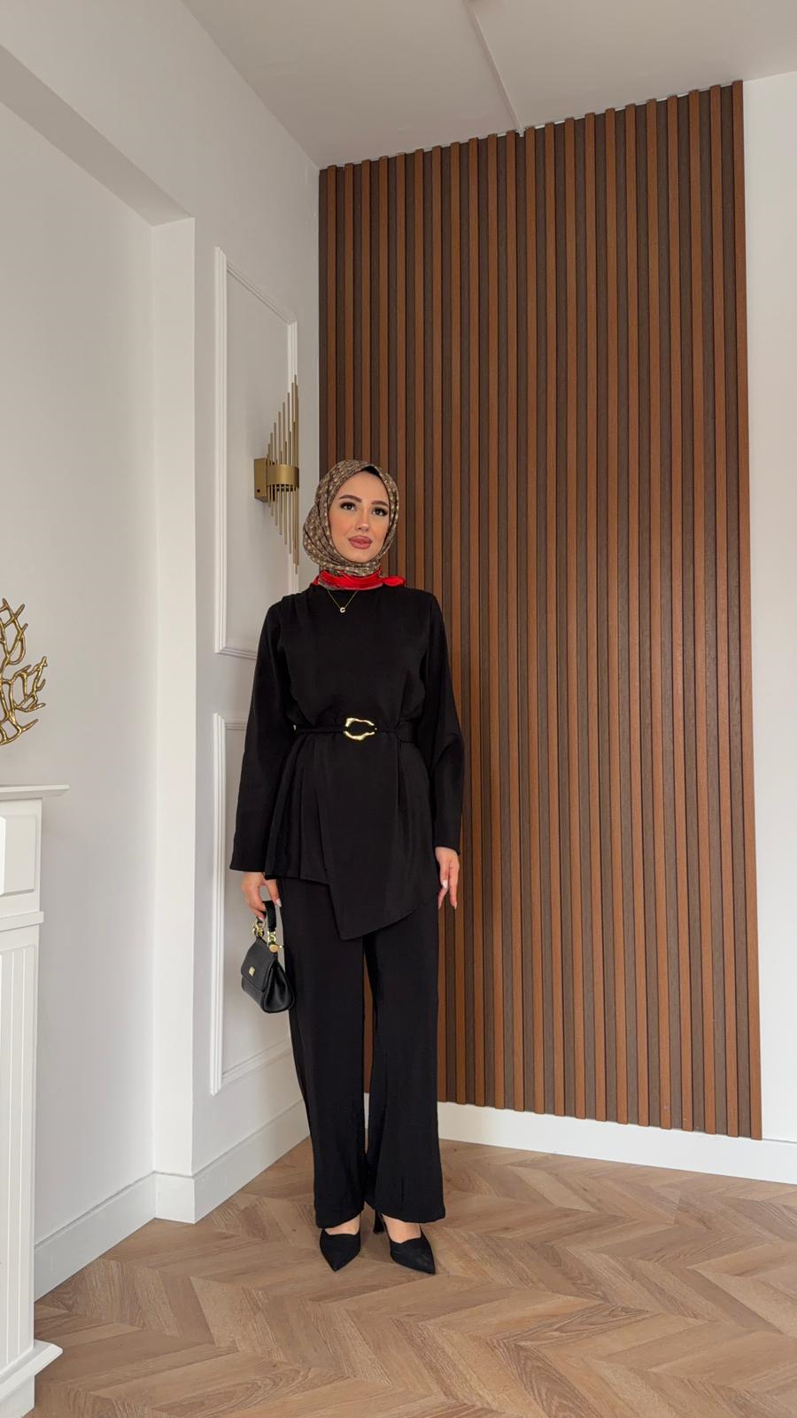 MEYSADESIGN TROUSER SETS Defne Tensel İkili Takım Siyah