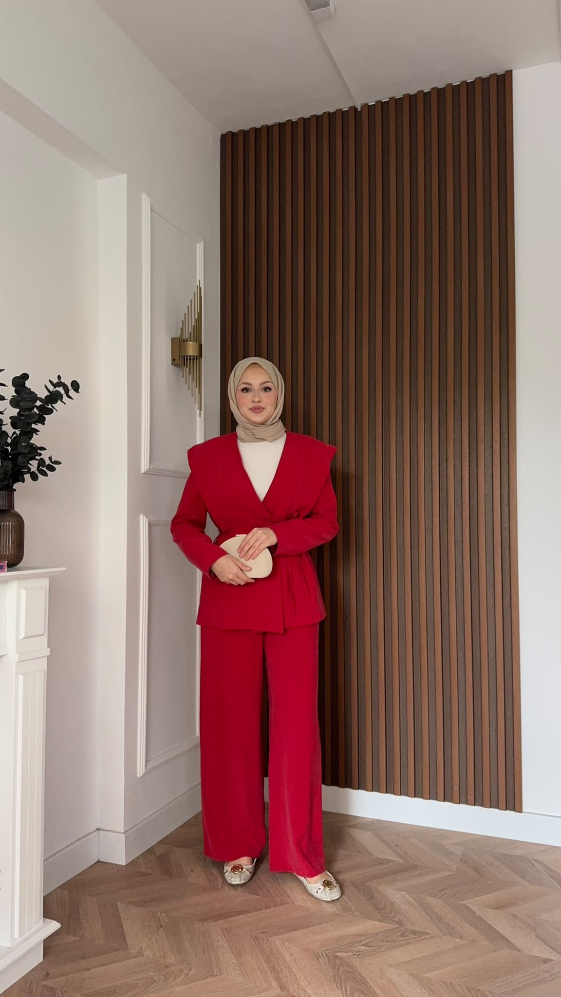 MEYSADESIGN PANTOLON TAKIM Dila Ceketli Takım Kırmızı