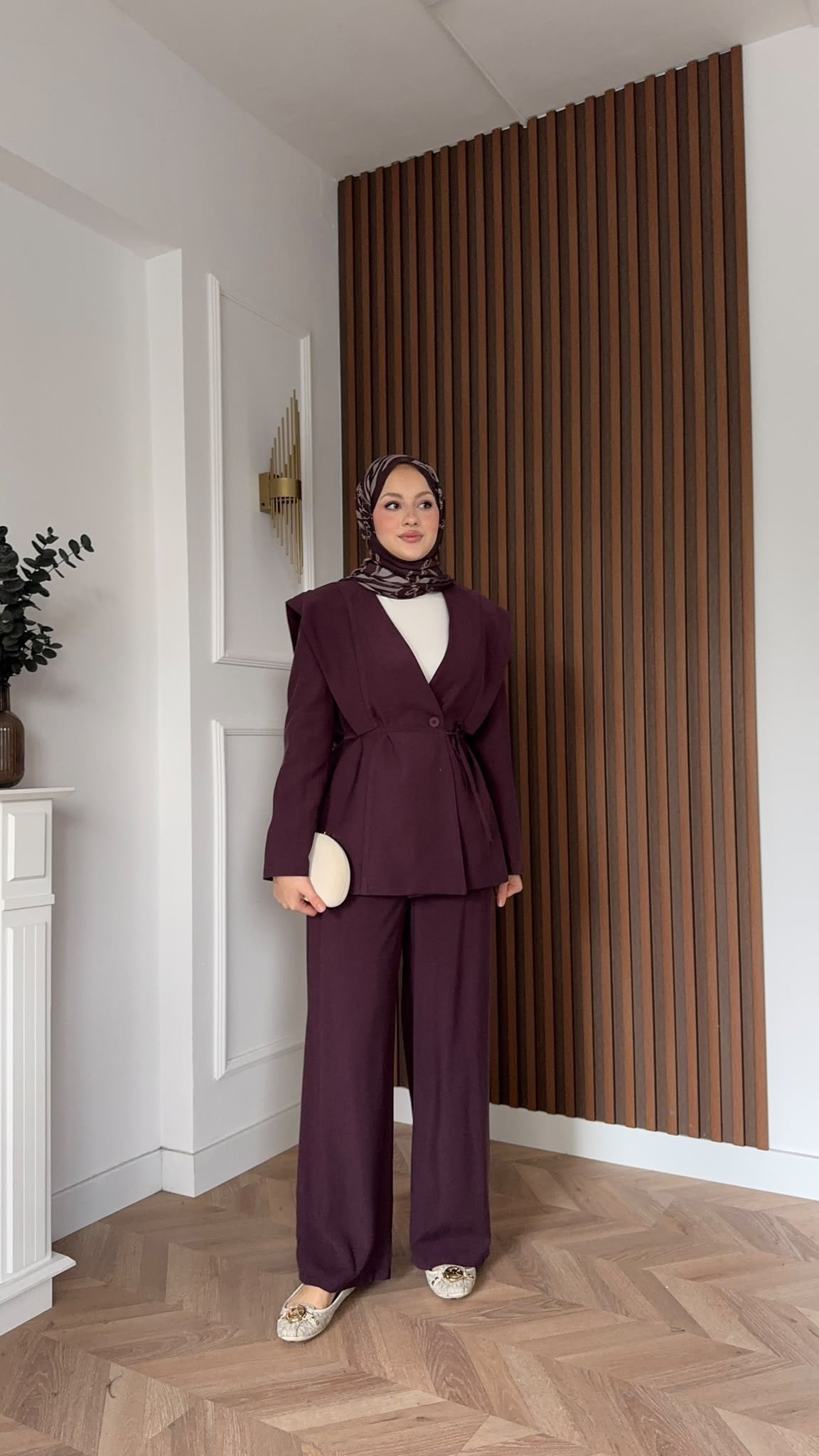 MEYSADESIGN PANTOLON TAKIM Dila Ceketli Takım Mürdüm