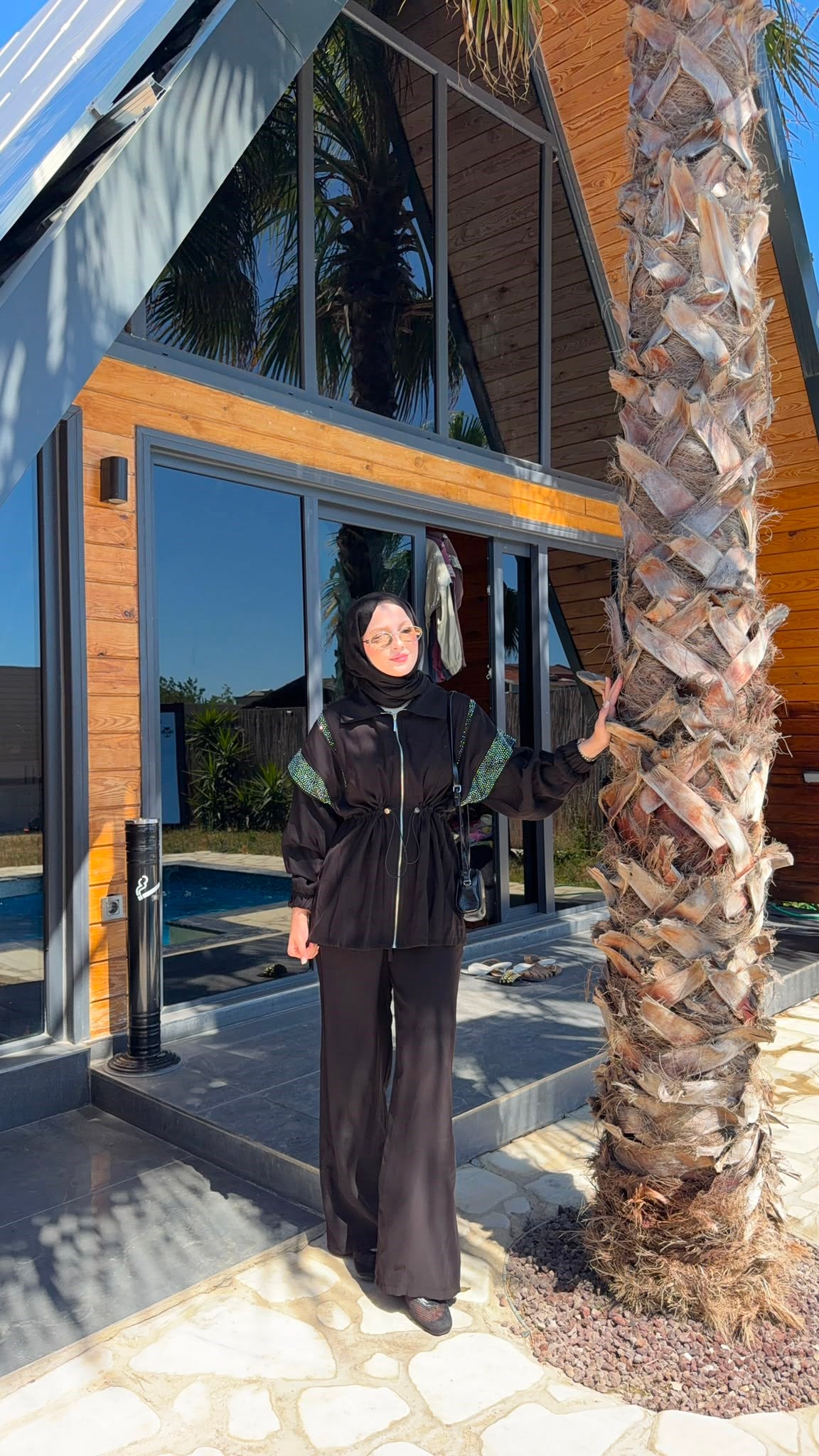 MEYSADESIGN PANTOLON TAKIM Disa Taşlı Tensel Takım Siyah