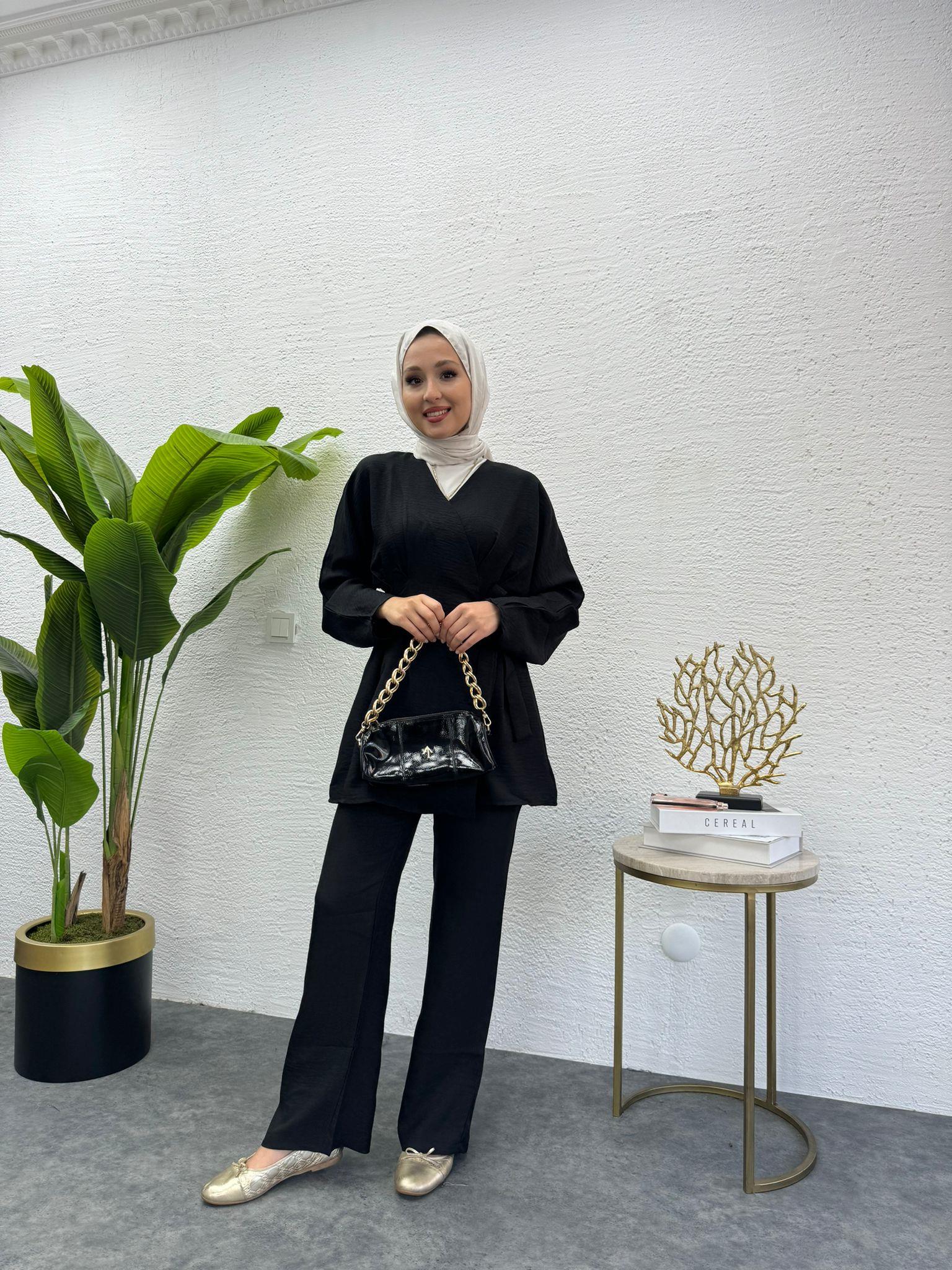 MEYSADESIGN PANTOLON TAKIM Dora Keten İkili Takım Siyah