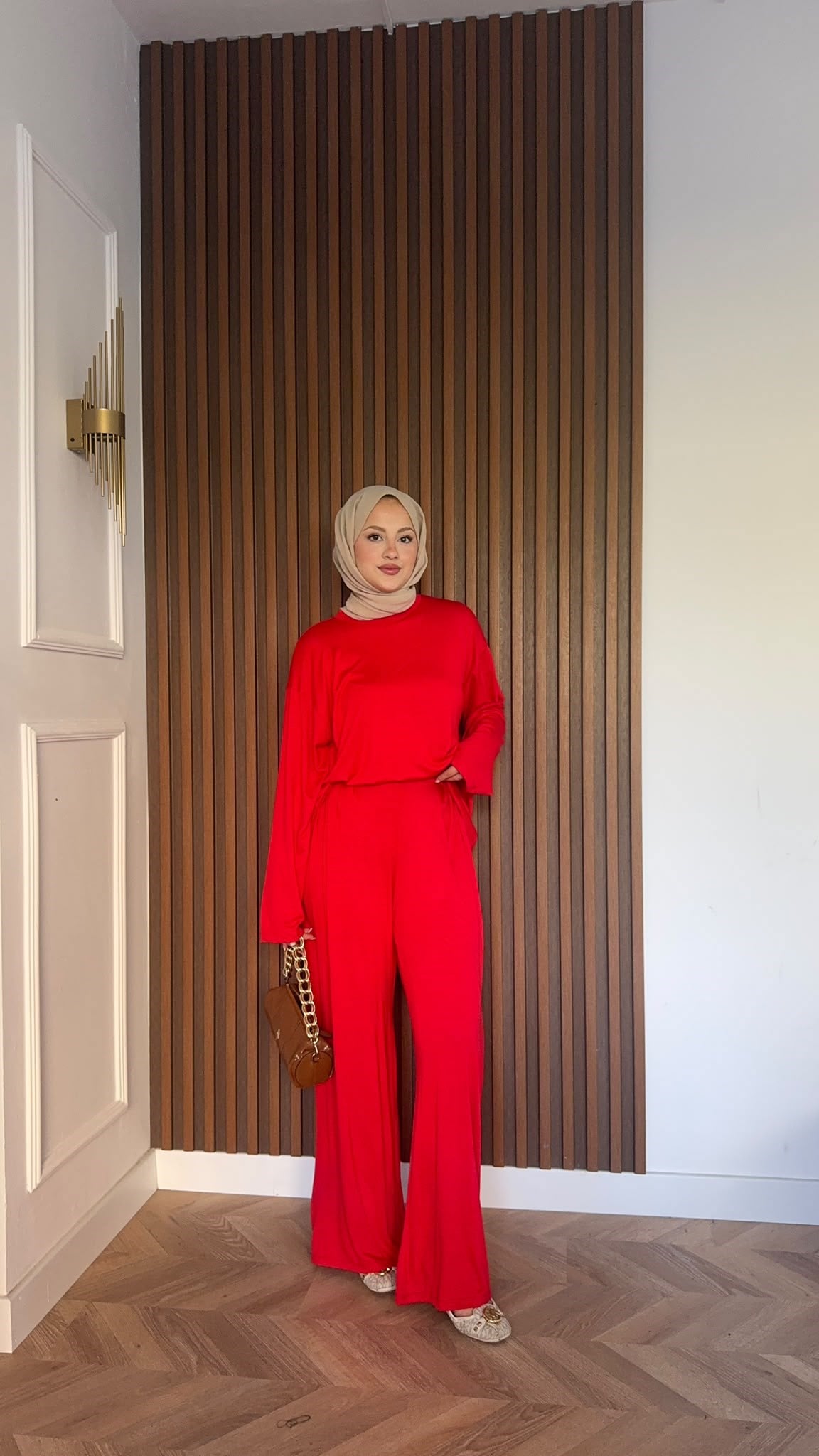 MEYSADESIGN PANTOLON TAKIM Elif Basic Oysh İkili Takım Kırmızı