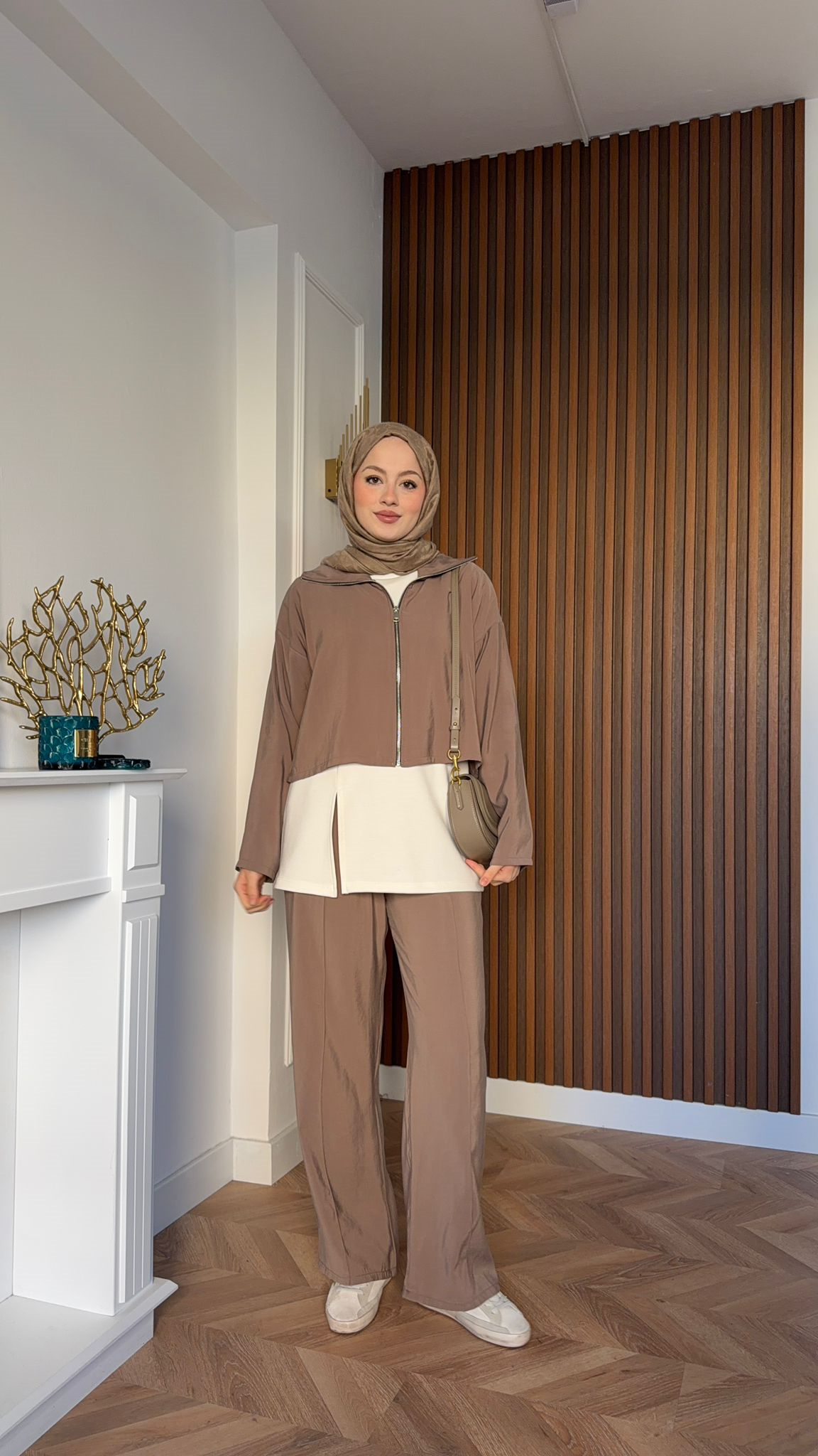 MEYSADESIGN TROUSER SETS Emma Üçlü Tensel Takım Vizon
