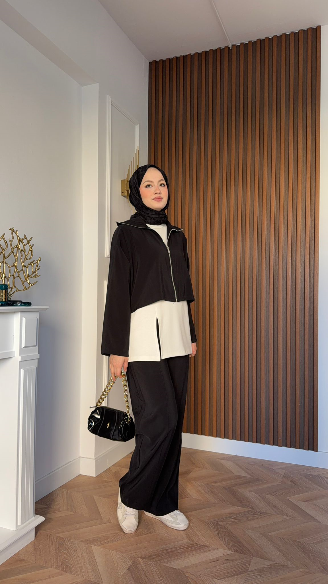 MEYSADESIGN TROUSER SETS Emma Üçlü Tensel Takım Siyah