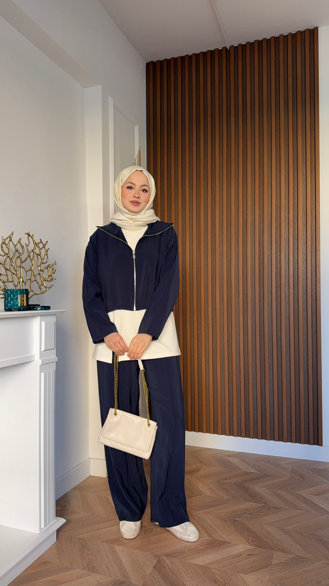 MEYSADESIGN TROUSER SETS Emma Üçlü Tensel Takım Emma Üçlü Tensel Takım Lacivert