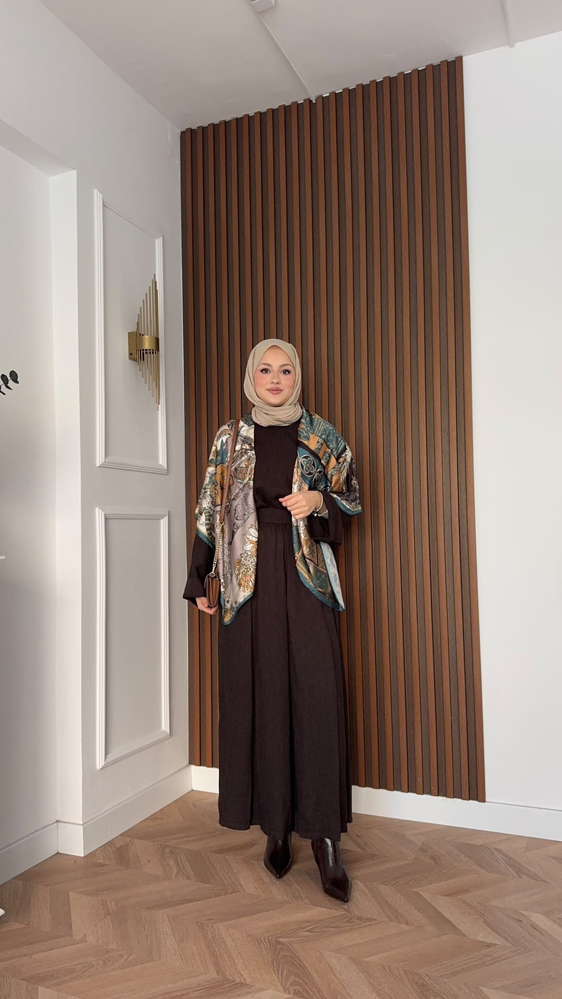 MEYSADESIGN PANTOLON TAKIM Esin Pamuklu Pantolonlu Takım Acı Kahve