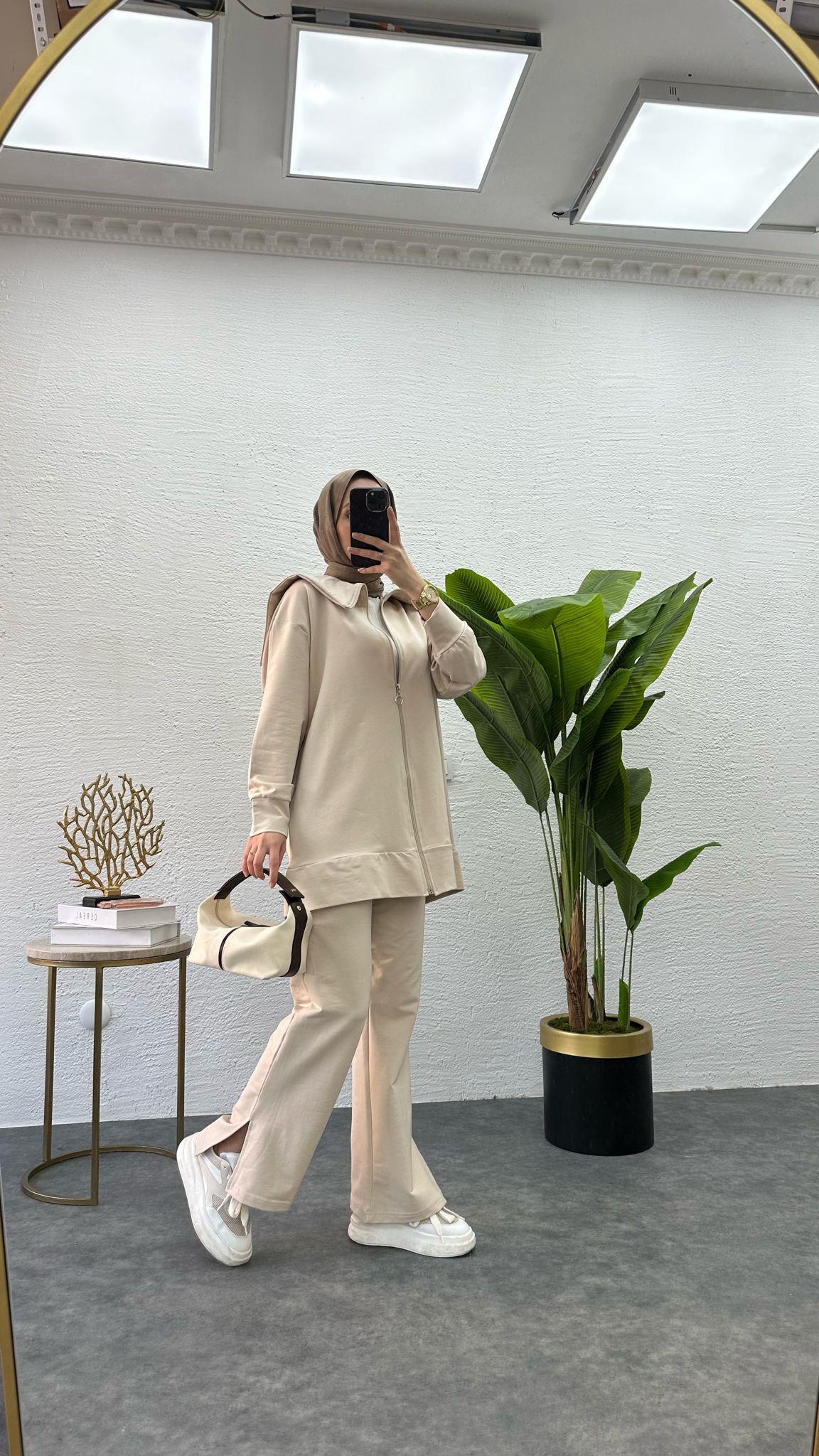 MEYSADESIGN PANTOLON TAKIM Gemici İkili Takım Bej