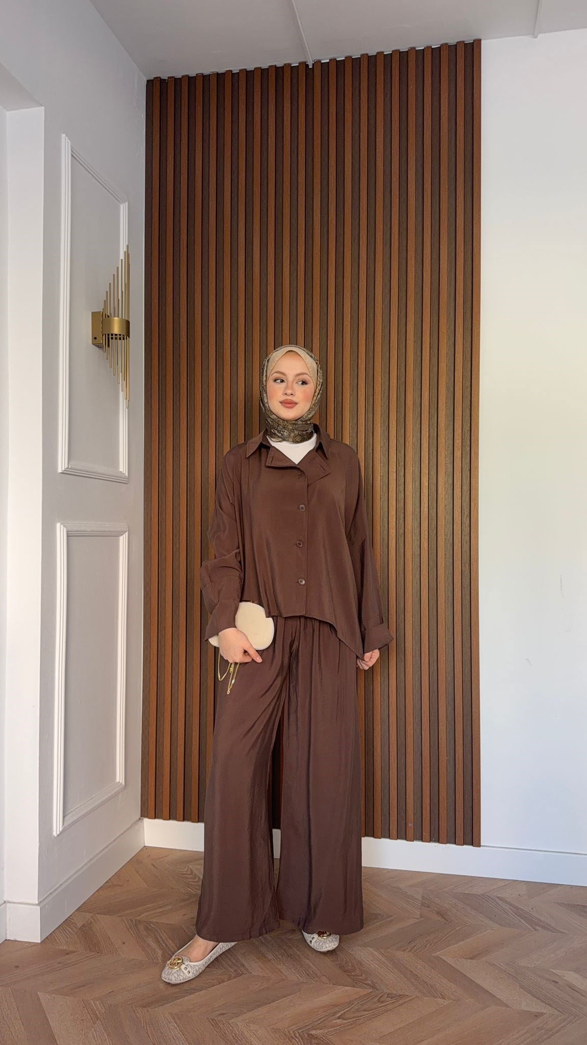 MEYSADESIGN PANTOLON TAKIM Heon Tensel Pantolonlu Takım Acı Kahve