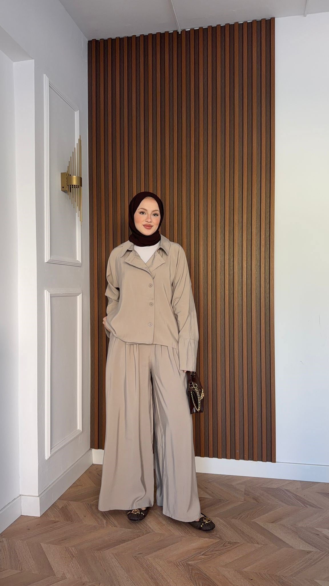 MEYSADESIGN PANTOLON TAKIM Heon Tensel Pantolonlu Takım Vizon