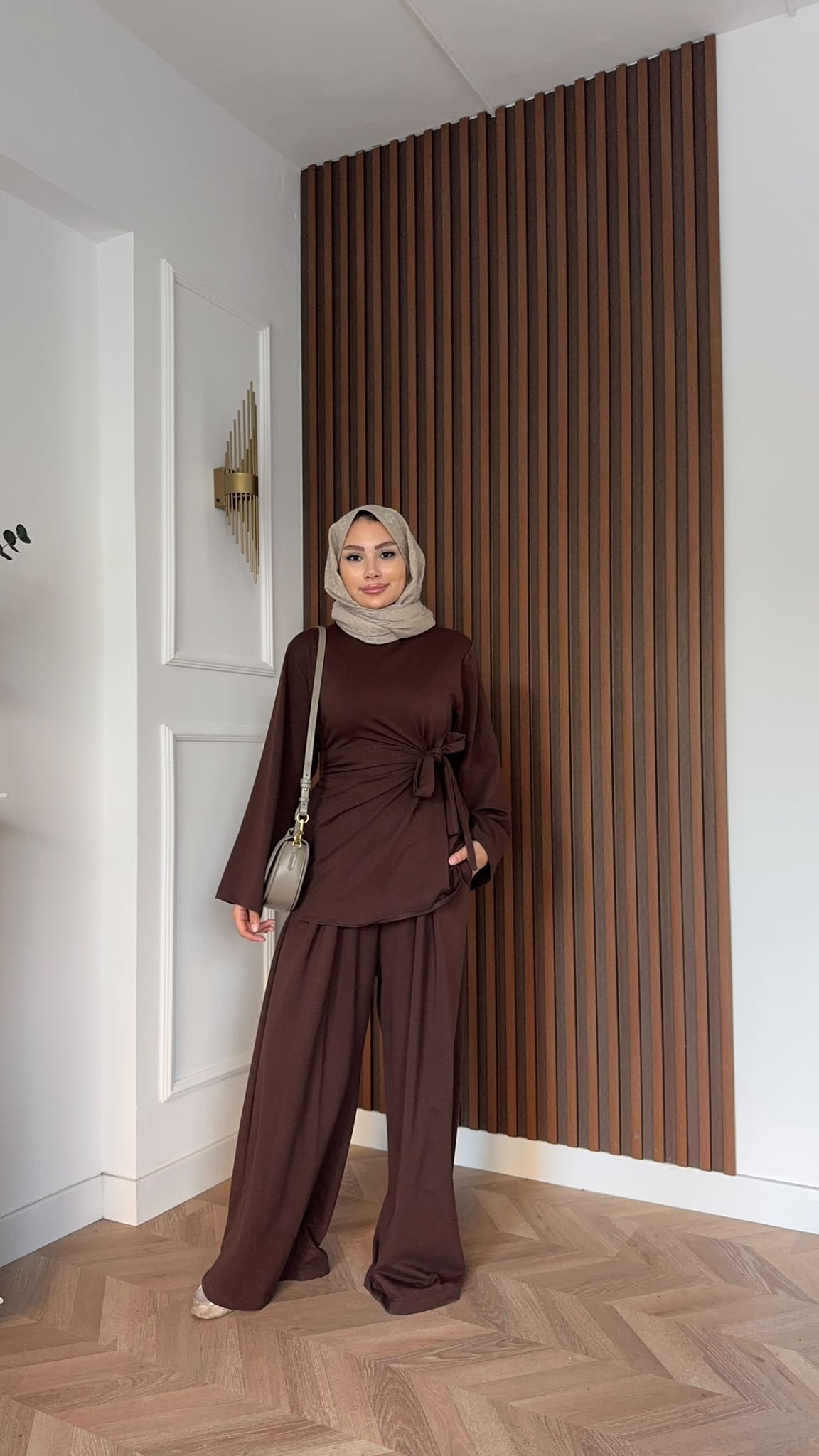 MEYSADESIGN PANTOLON TAKIM Hüsna Oysh İkili Takım Acı Kahve
