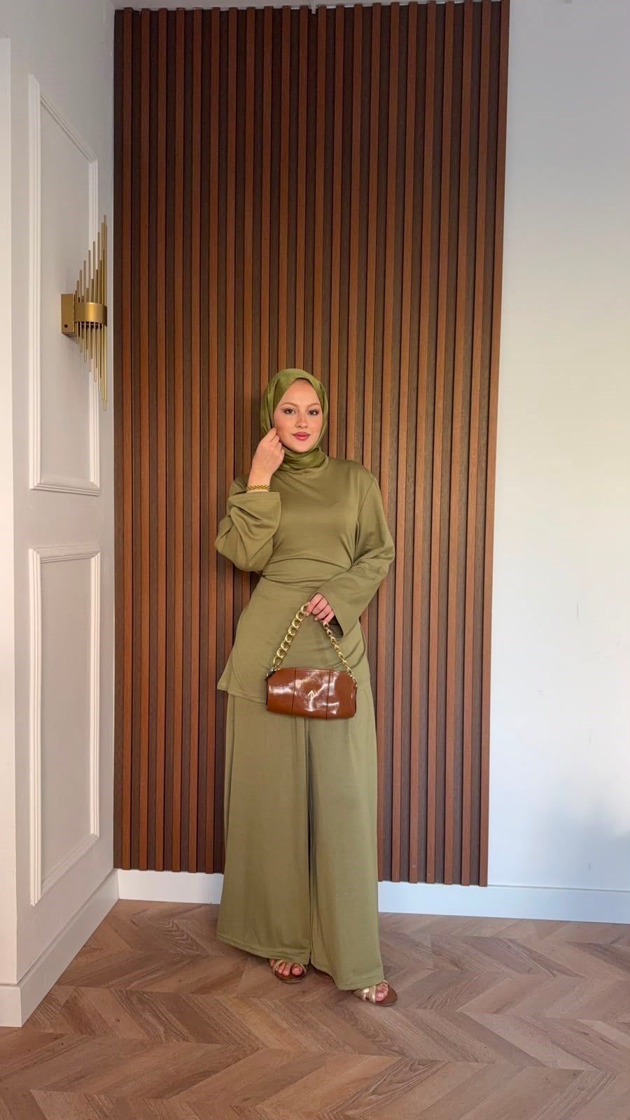 MEYSADESIGN PANTOLON TAKIM İpek Oysh İkili Takım Haki