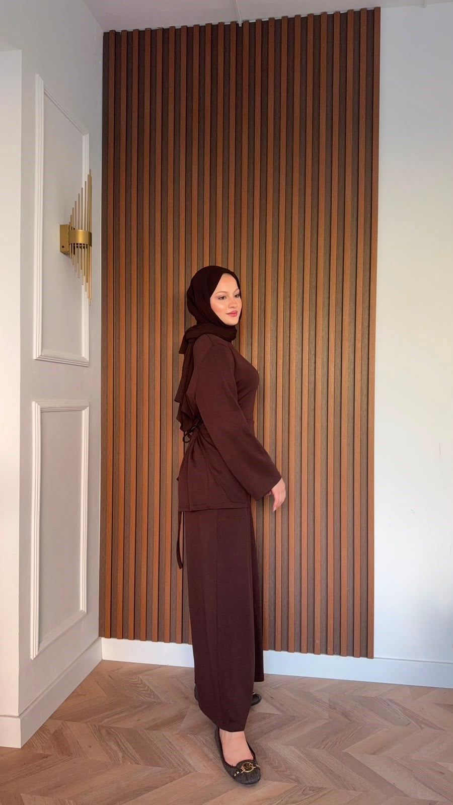MEYSADESIGN PANTOLON TAKIM İpek Oysh İkili Takım Acı Kahve
