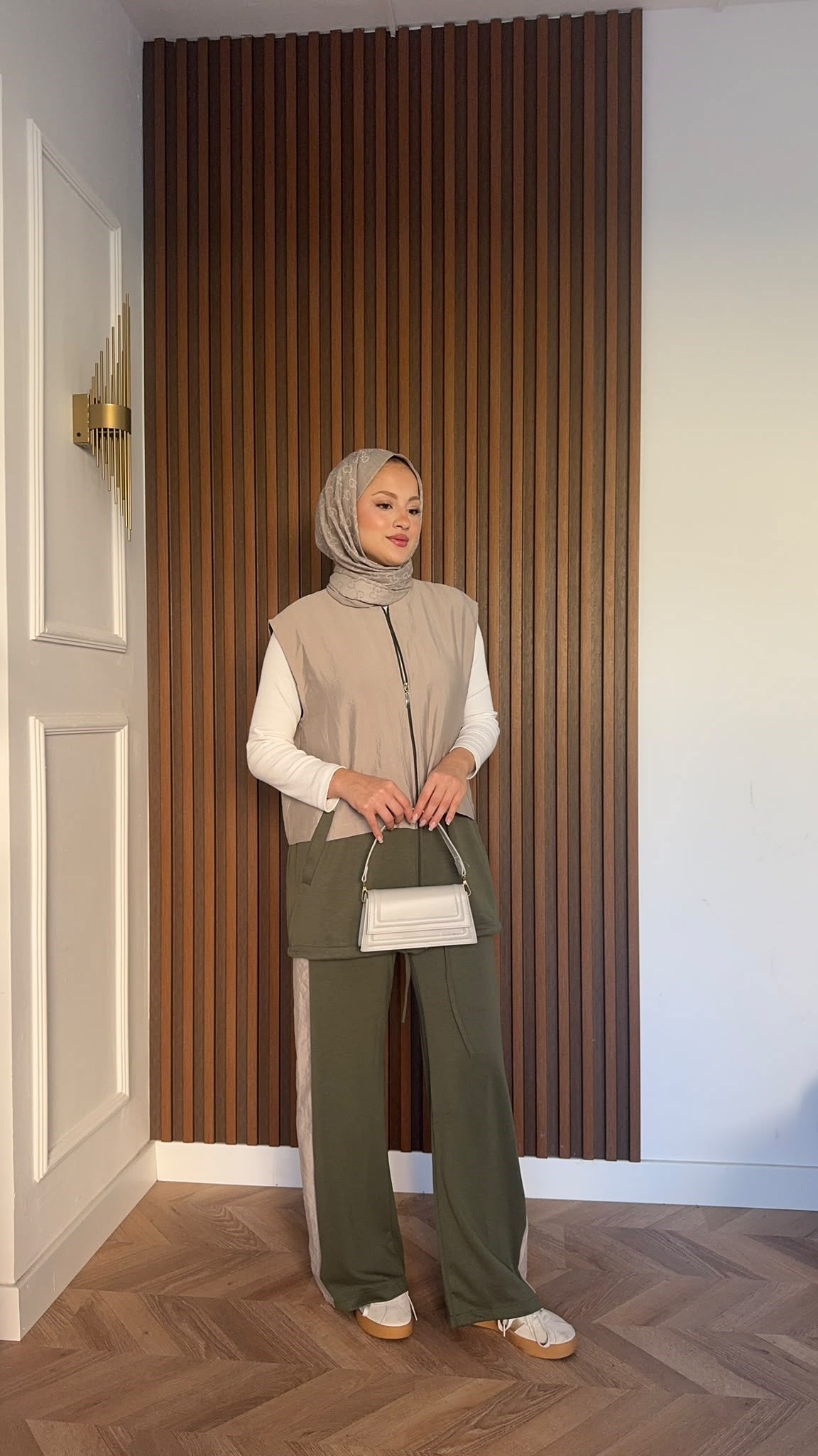MEYSADESIGN PANTOLON TAKIM Kontrast Çift Renkli Yelekli İkili Takım Haki