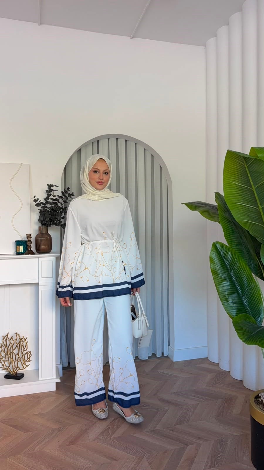 MEYSADESIGN PANTOLON TAKIM Laveyla İkili Takım Beyaz