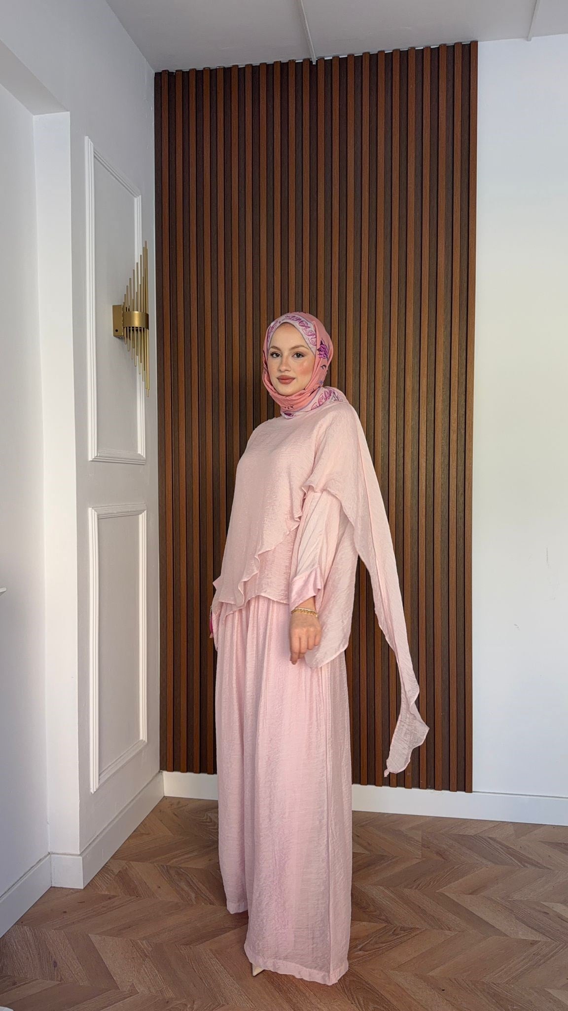 MEYSADESIGN PANTOLON TAKIM Mina Vual Pantolonlu Takım Pudra