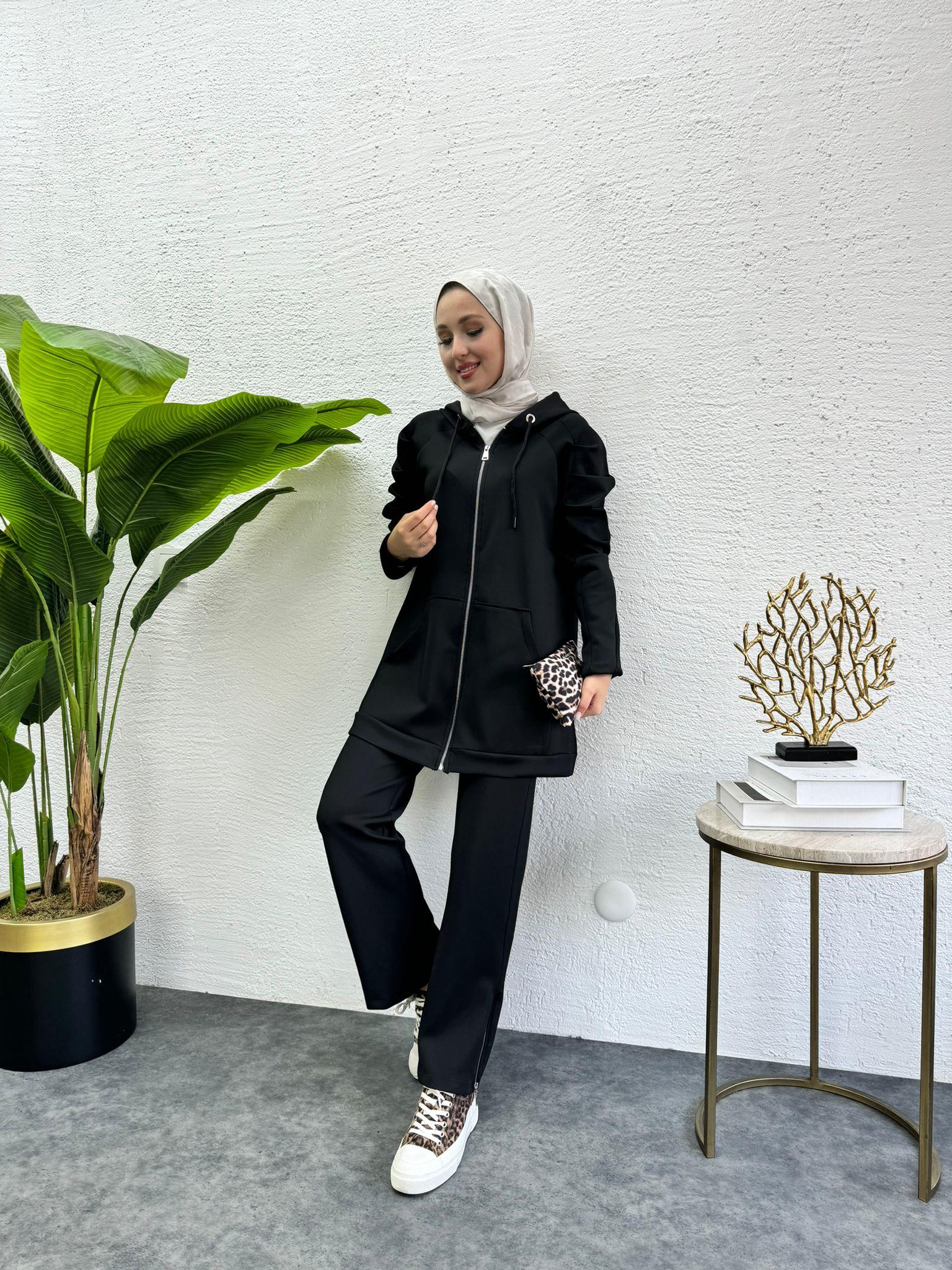 Prenses Sleeve Scuba 2-Piece Set Black