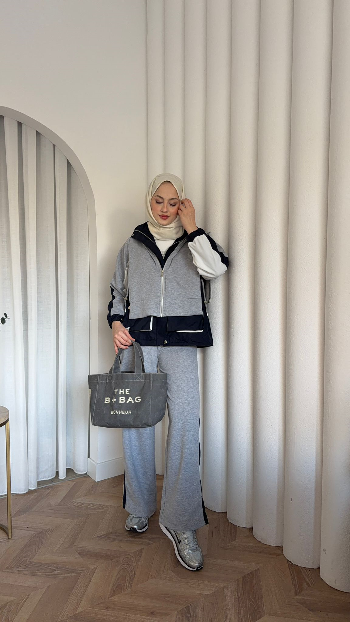 MEYSADESIGN PANTOLON TAKIM Puli Parçalı Spor Takım Gri