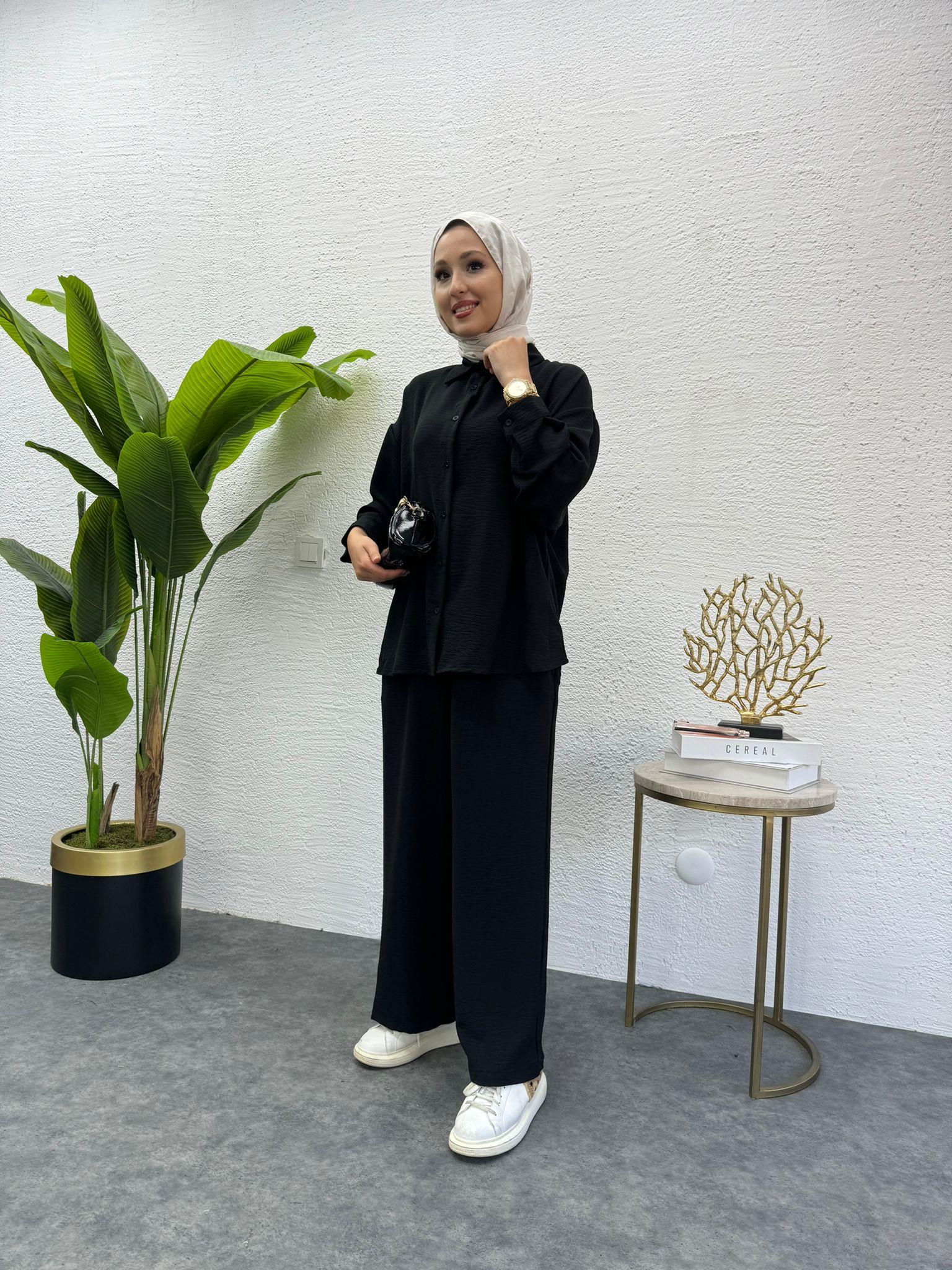 MEYSADESIGN PANTOLON TAKIM Relax Aerobin Takım Siyah