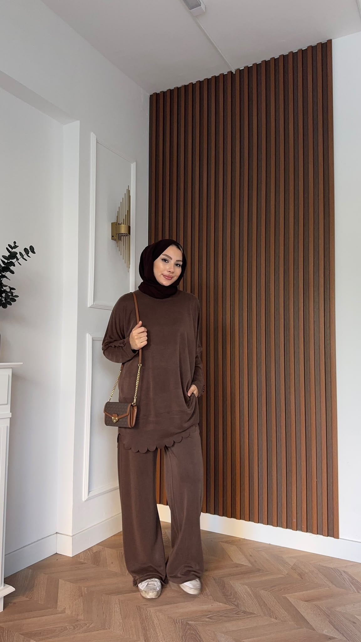 MEYSADESIGN PANTOLON TAKIM Rose Pike İkili Takım Acı Kahve