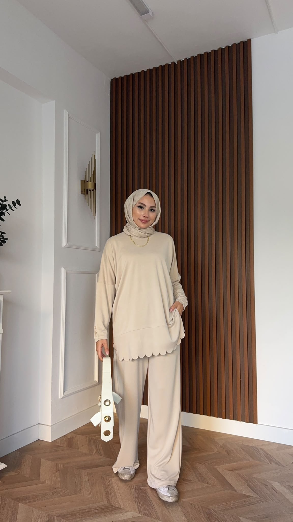 MEYSADESIGN PANTOLON TAKIM Rose Pike İkili Takım Bej