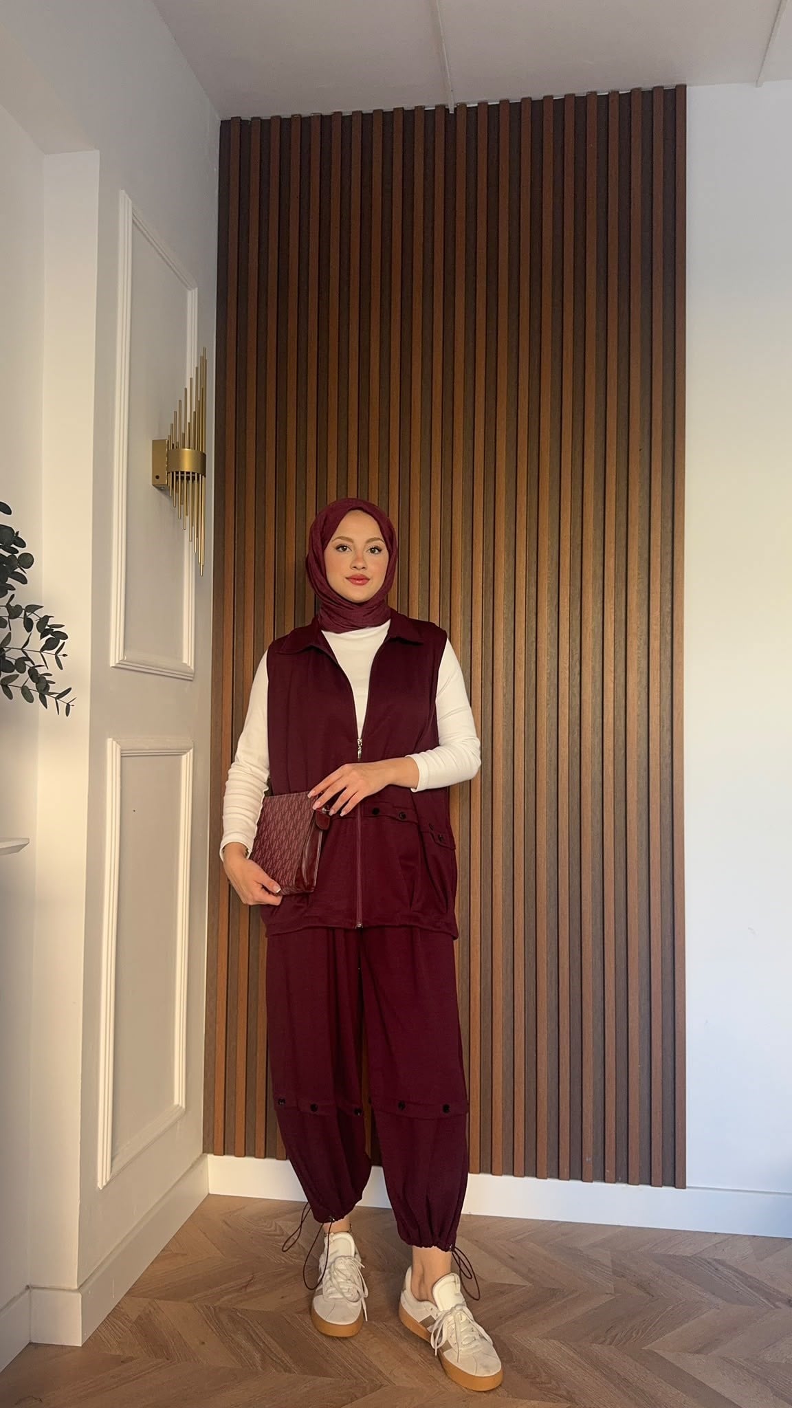 MEYSADESIGN PANTOLON TAKIM Şalvar Pantolonlu Oysh İkili Takım Bordo