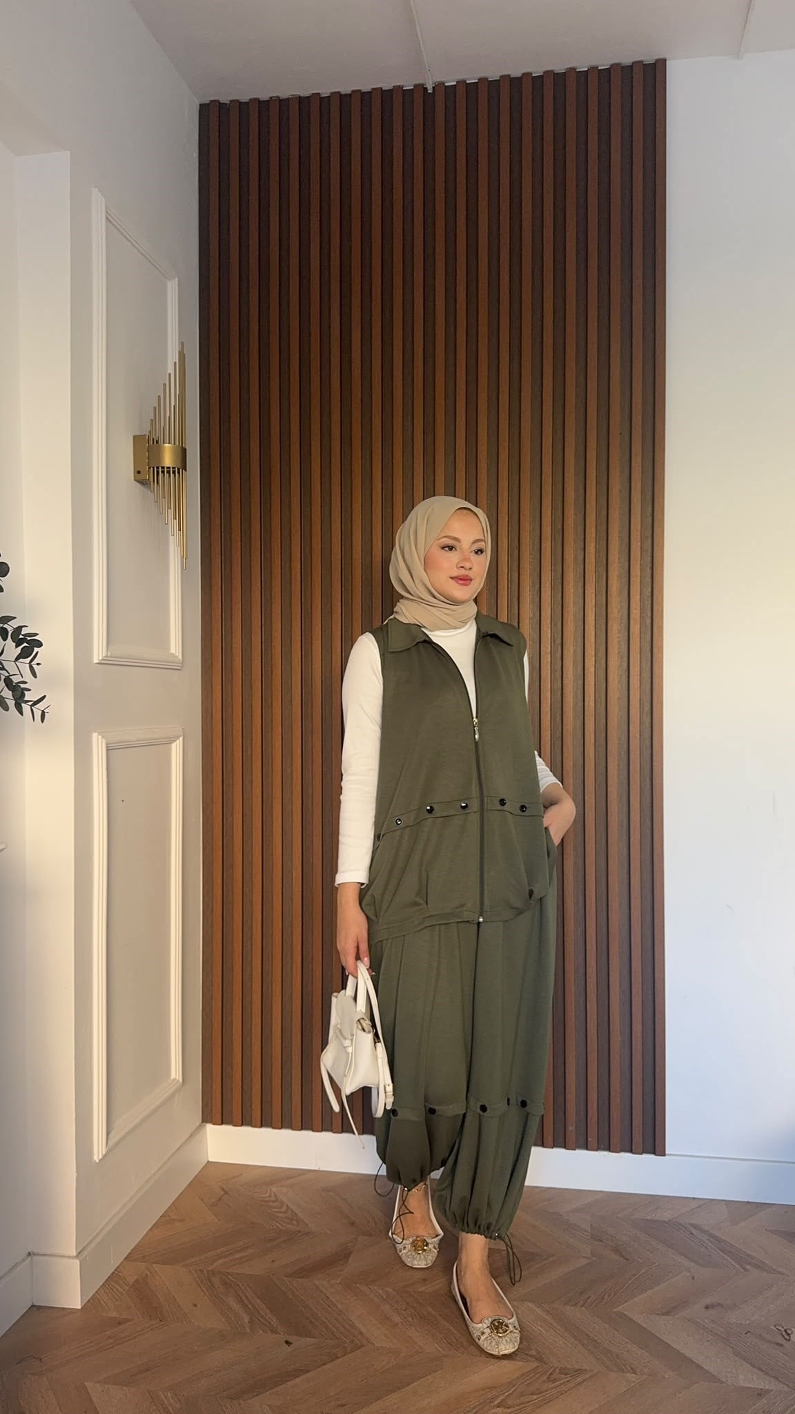 MEYSADESIGN PANTOLON TAKIM Şalvar Pantolonlu Oysh İkili Takım Haki