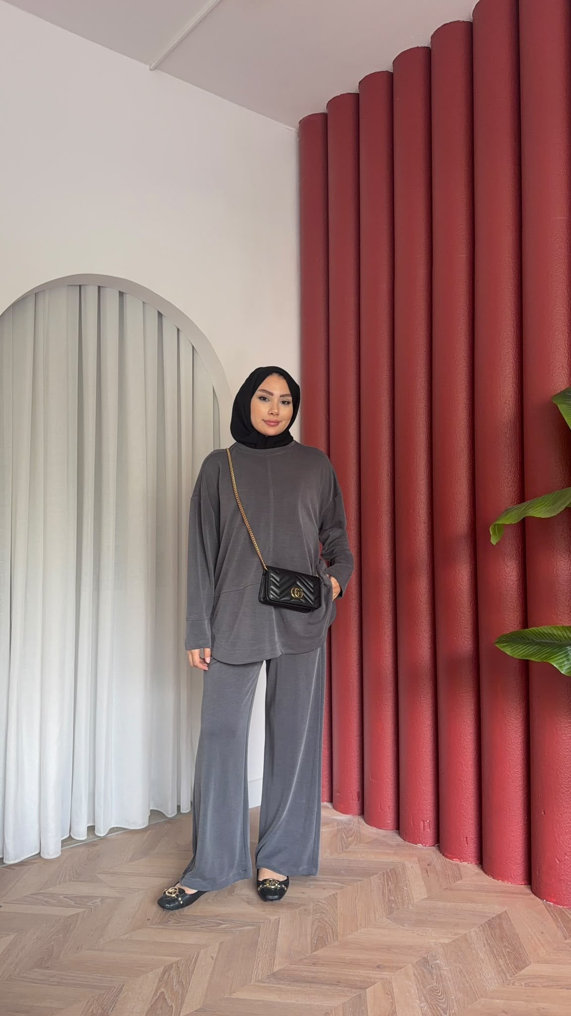 MEYSADESIGN PANTOLON TAKIM Sedef Pike Kumaş İkili Takım Antrasit