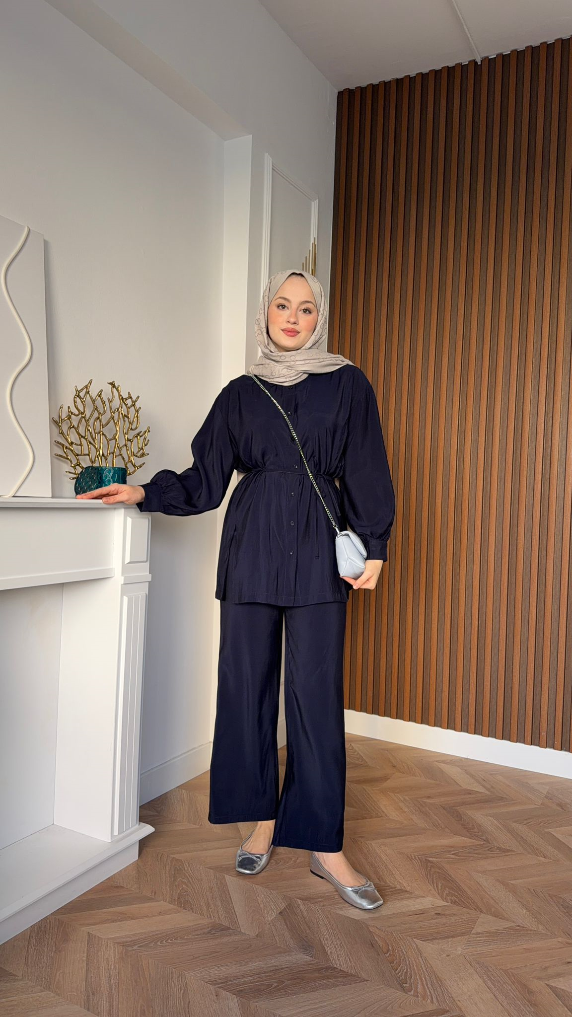 MEYSADESIGN TROUSER SETS Serra Tensel İkili Takım Lacivert
