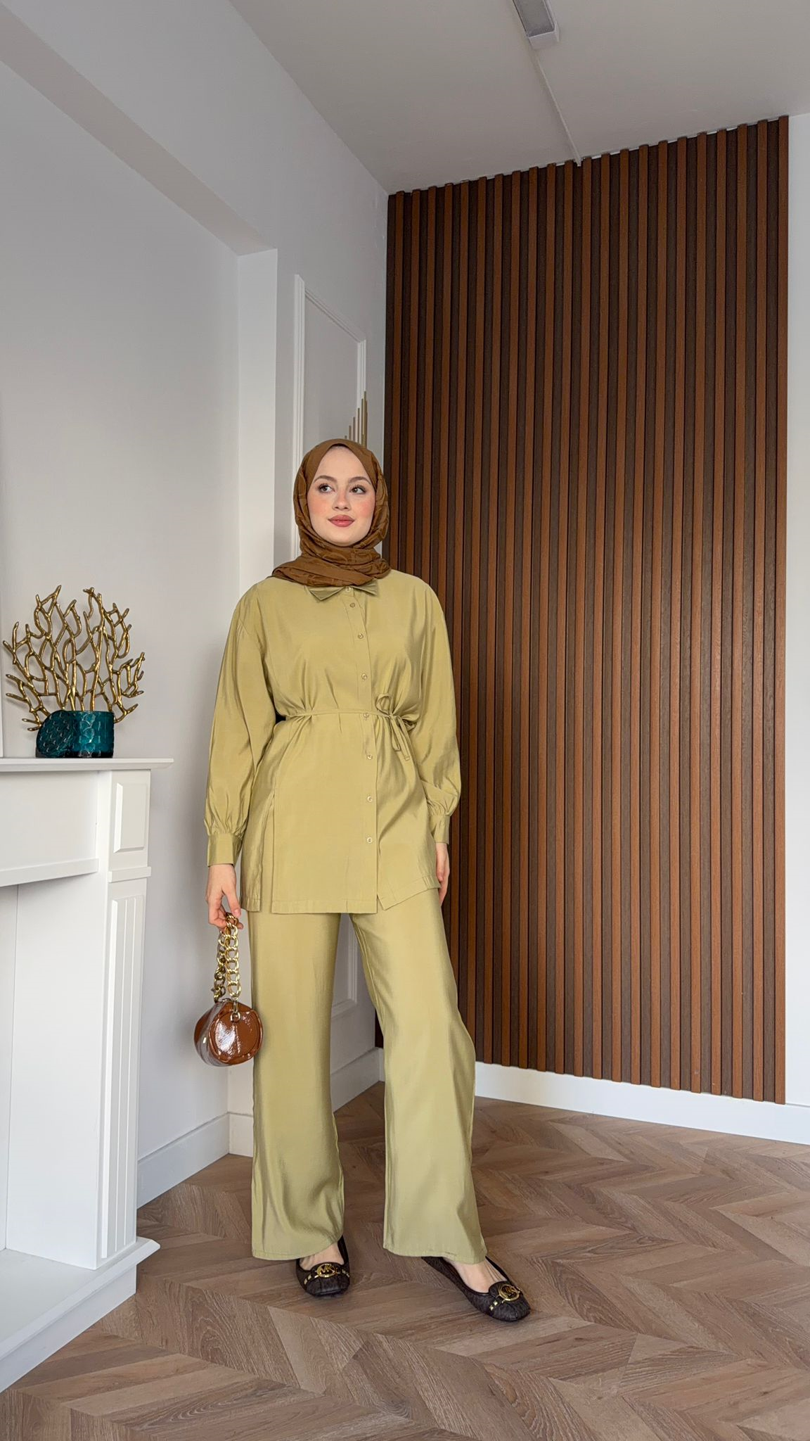 MEYSADESIGN TROUSER SETS Serra Tensel İkili Takım Yağ Yeşili