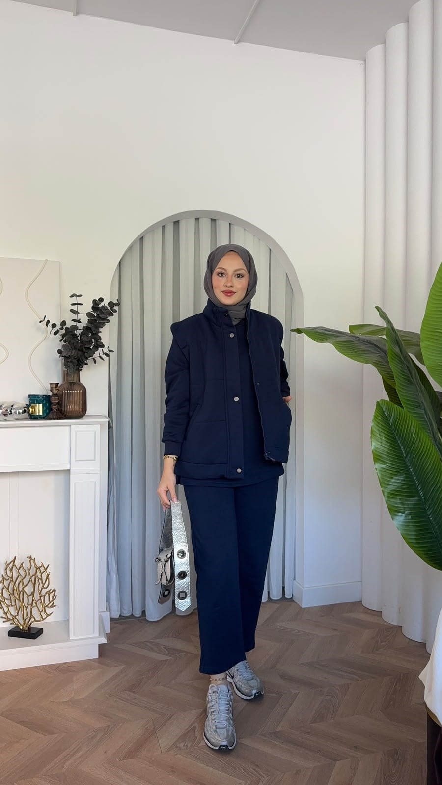 MEYSADESIGN PANTOLON TAKIM Şişme Yelekli Üçlü Takım Lacivert