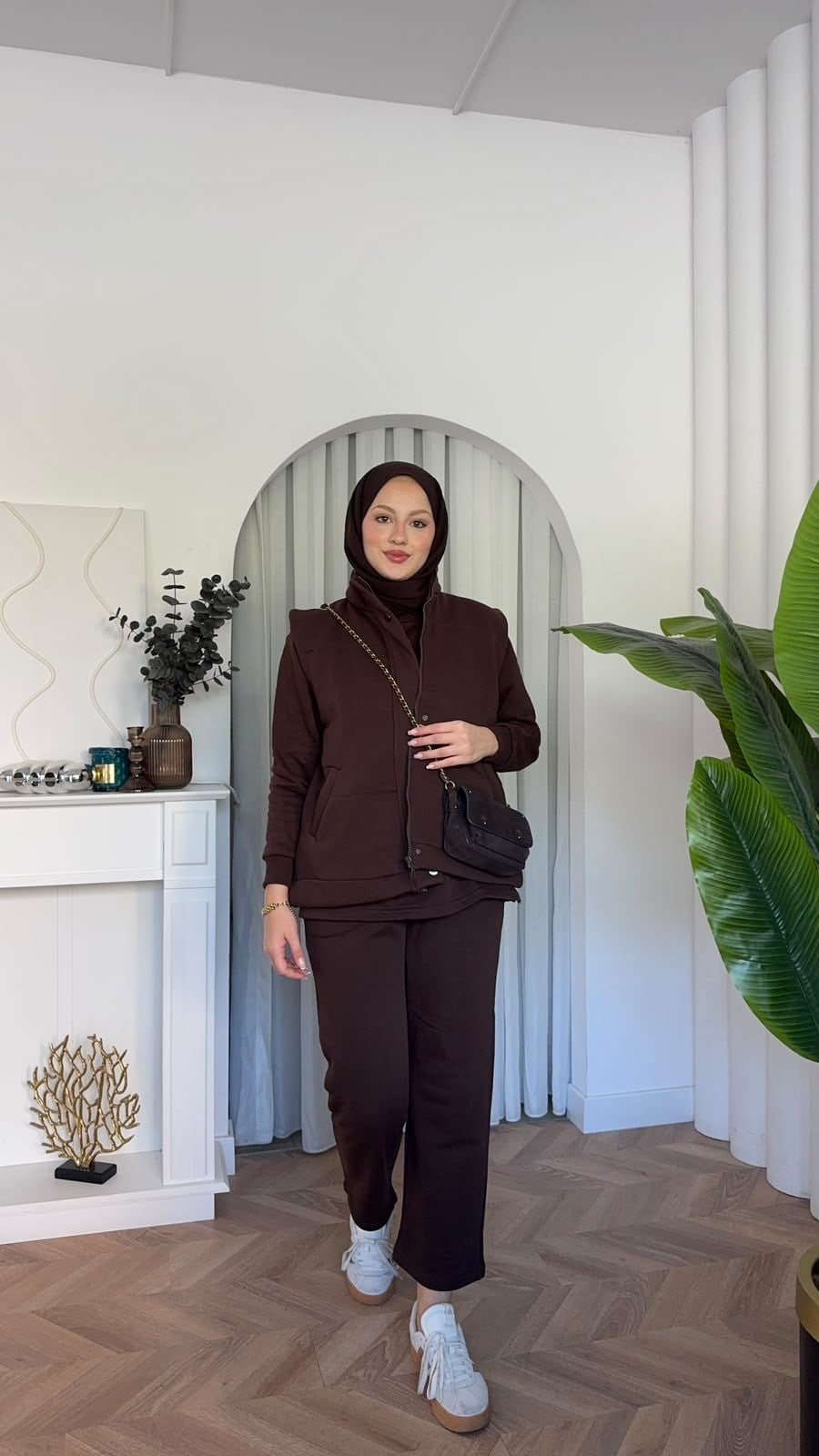 MEYSADESIGN PANTOLON TAKIM Şişme Yelekli Üçlü Takım Acı Kahve