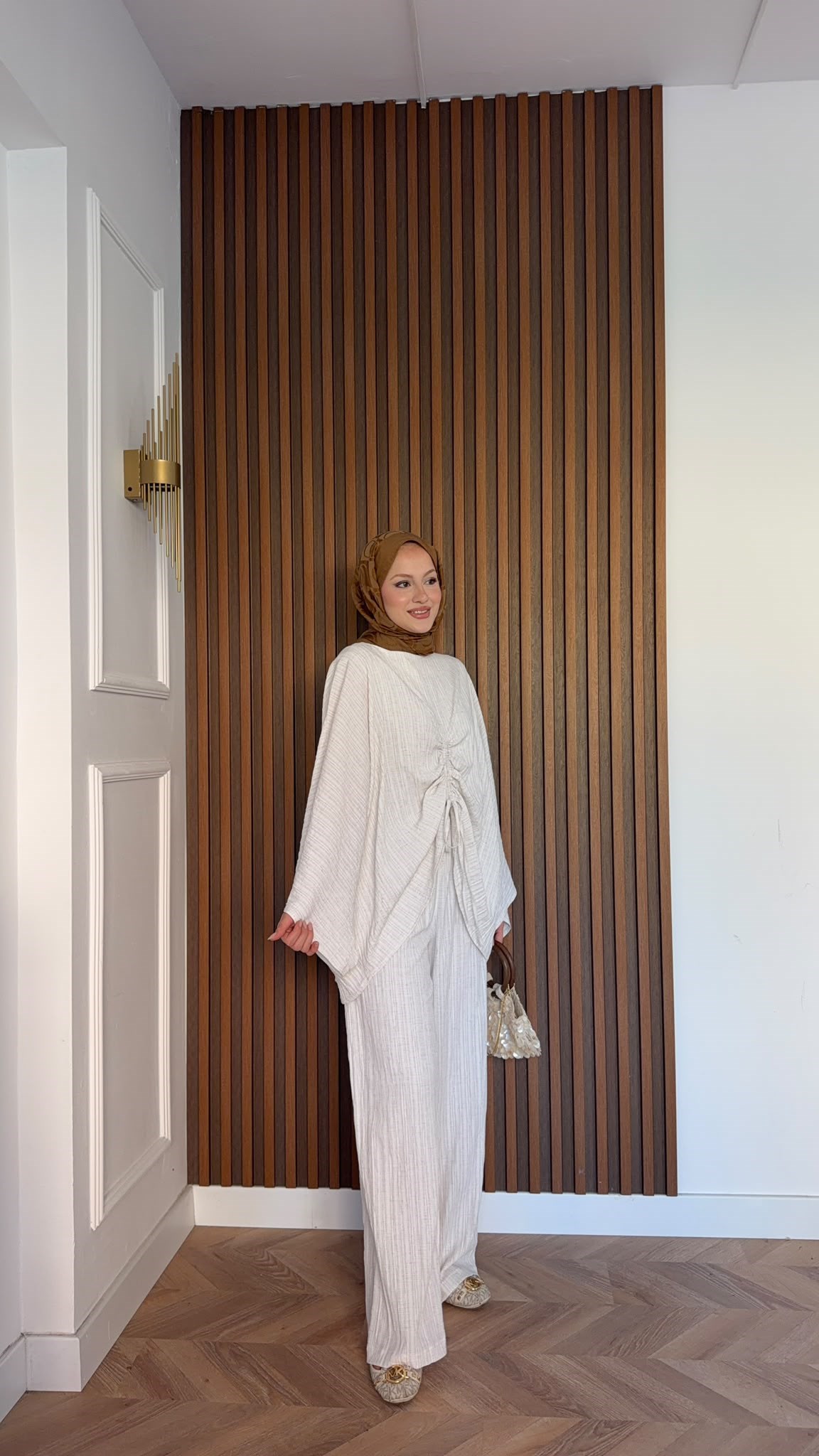 MEYSADESIGN PANTOLON TAKIM Tokyo Keten Büzgülü İkili Takım