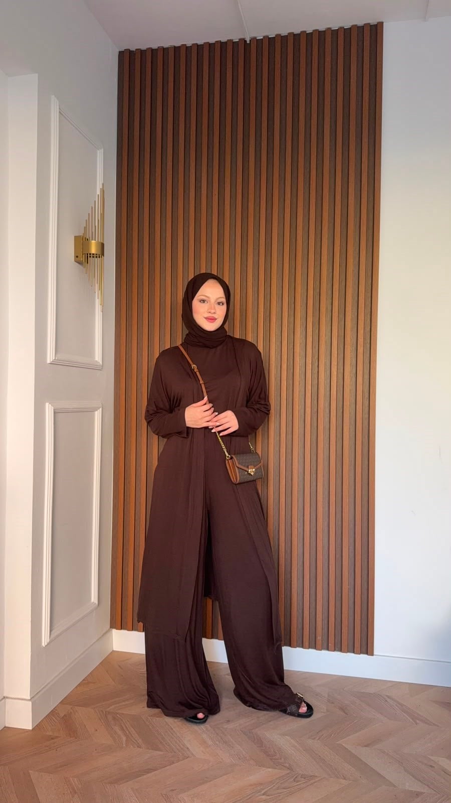 MEYSADESIGN PANTOLON TAKIM Üçlü Sandy Takım Acı Kahve
