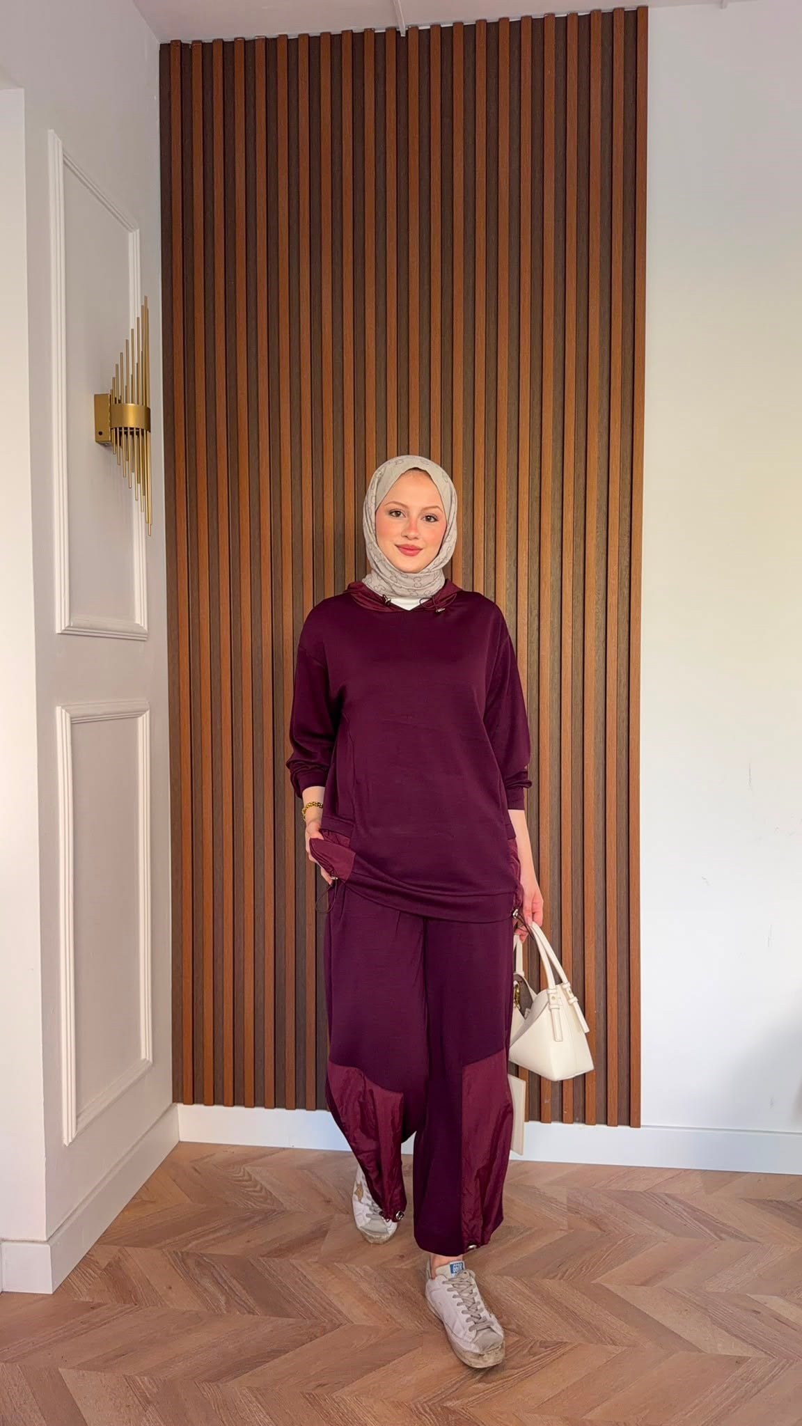 MEYSADESIGN PANTOLON TAKIM Visa Paraşüt Parçalı İkili Takım Bordo