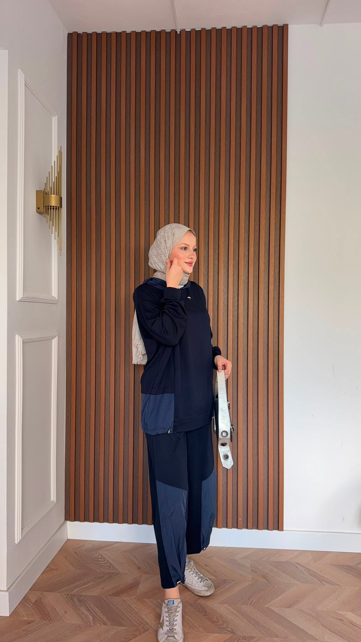 MEYSADESIGN PANTOLON TAKIM Visa Paraşüt Parçalı İkili Takım Lacivert