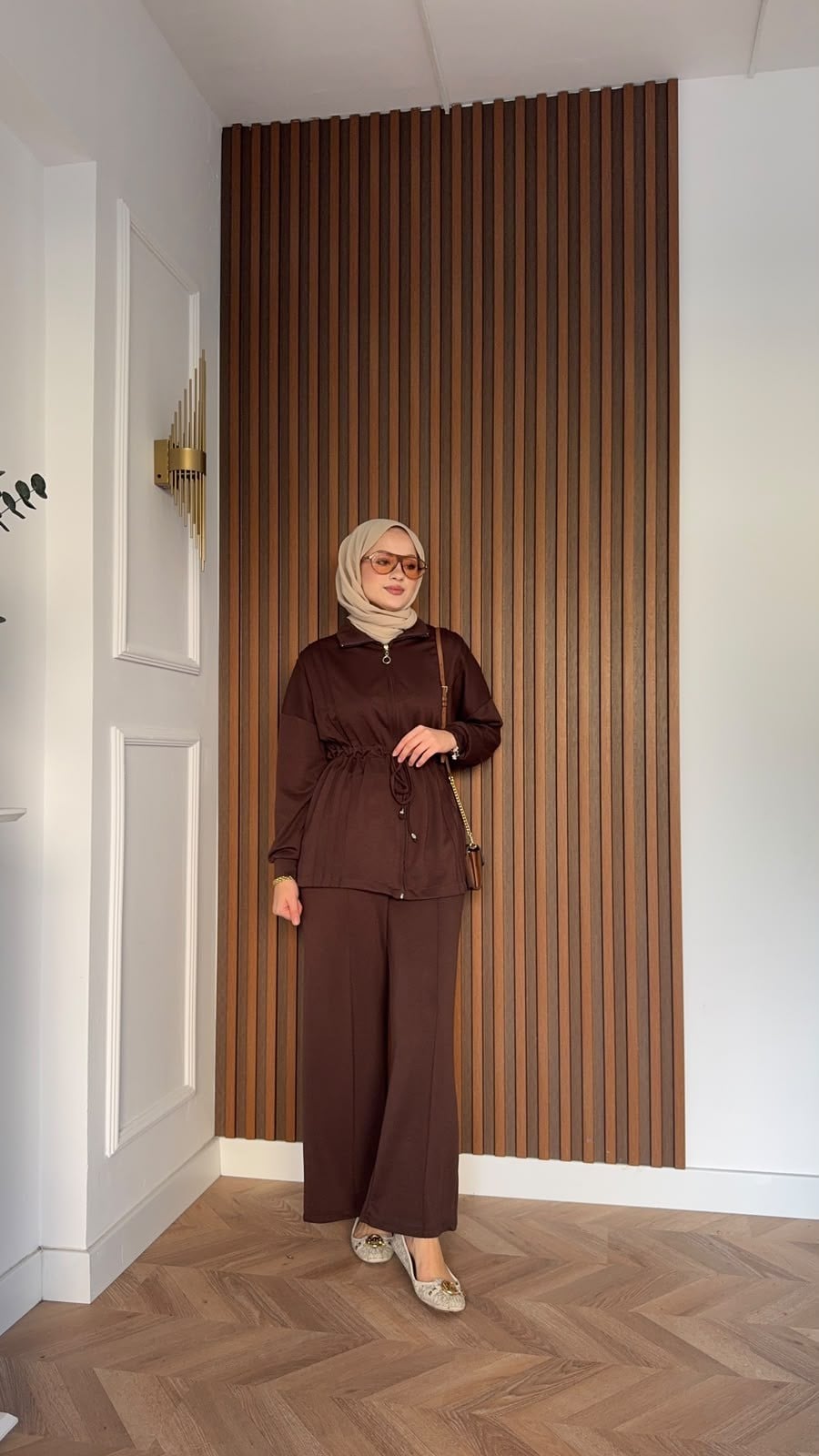 MEYSADESIGN PANTOLON TAKIM Yade İkili Eşofman Takım Acı Kahve