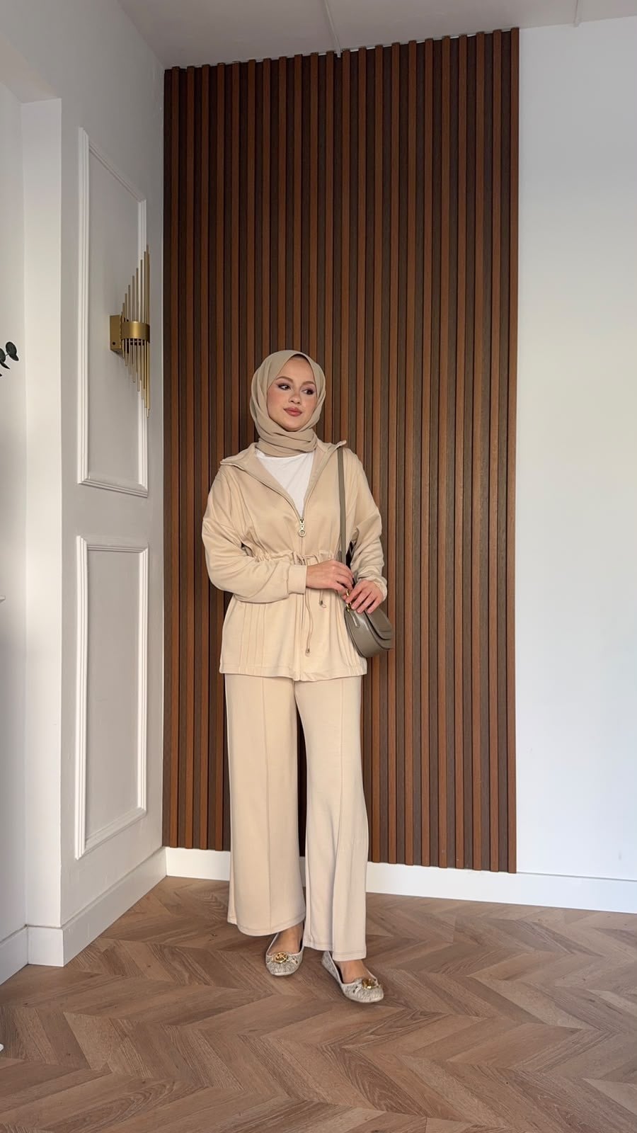 MEYSADESIGN PANTOLON TAKIM Yade İkili Eşofman Takım Bej