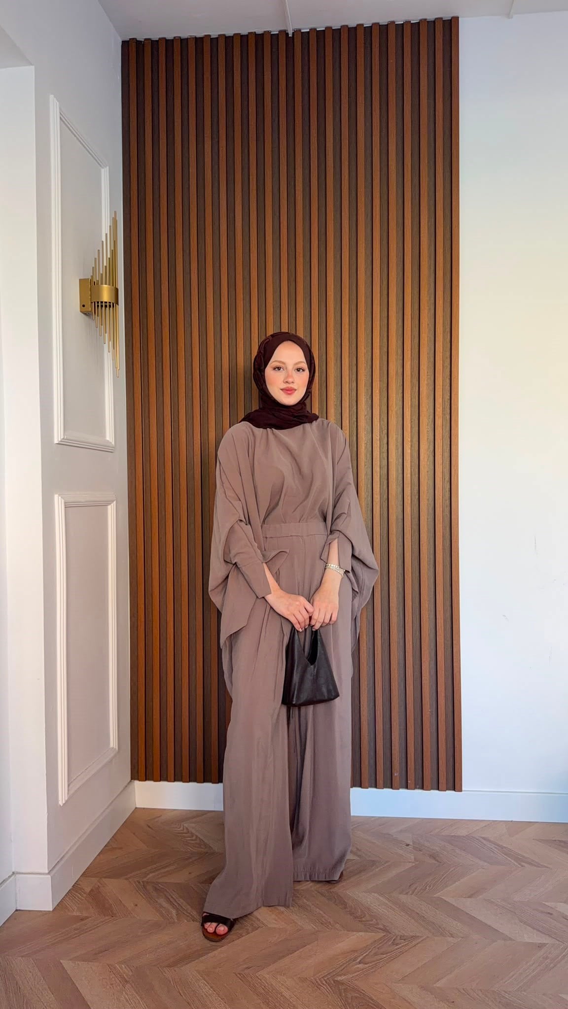 MEYSADESIGN PANTOLON TAKIM Yarasa Kol Tensel Takım Vizon