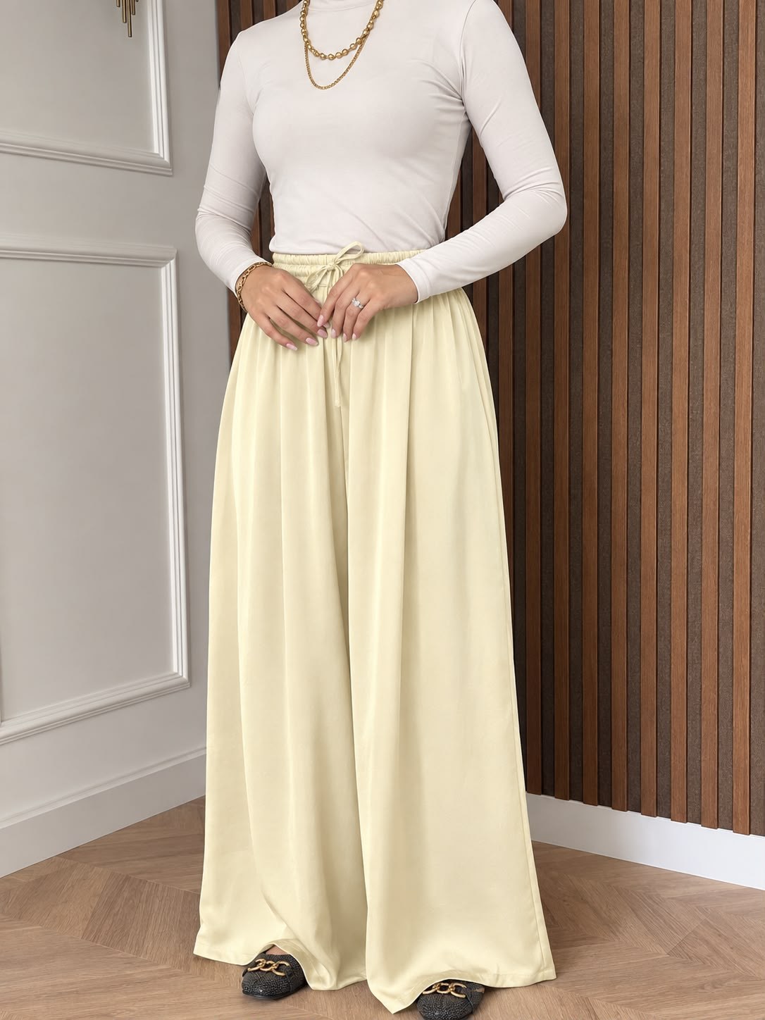 MEYSADESIGN PANTOLON Zr Muadil Saten Pantolon Butteryellow