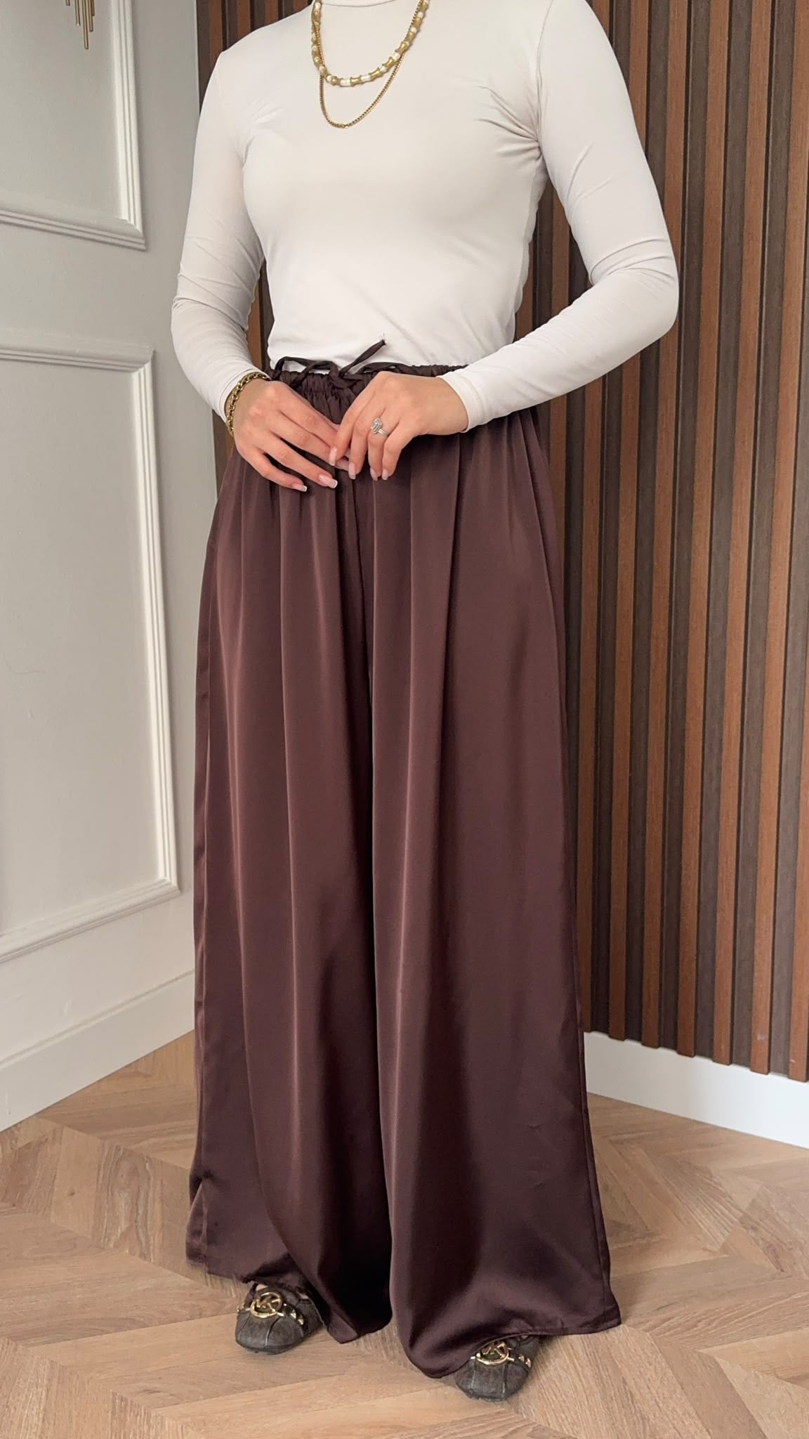 MEYSADESIGN PANTOLON Zr Muadil Saten Pantolon Acı Kahve