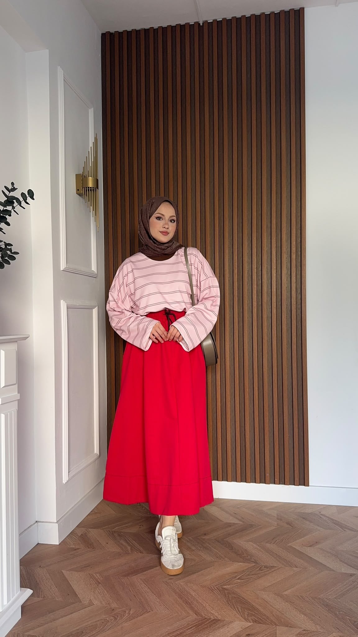 MEYSADESIGN SWEAT Nage Çizgili Sweatshirt Pudra Kahve