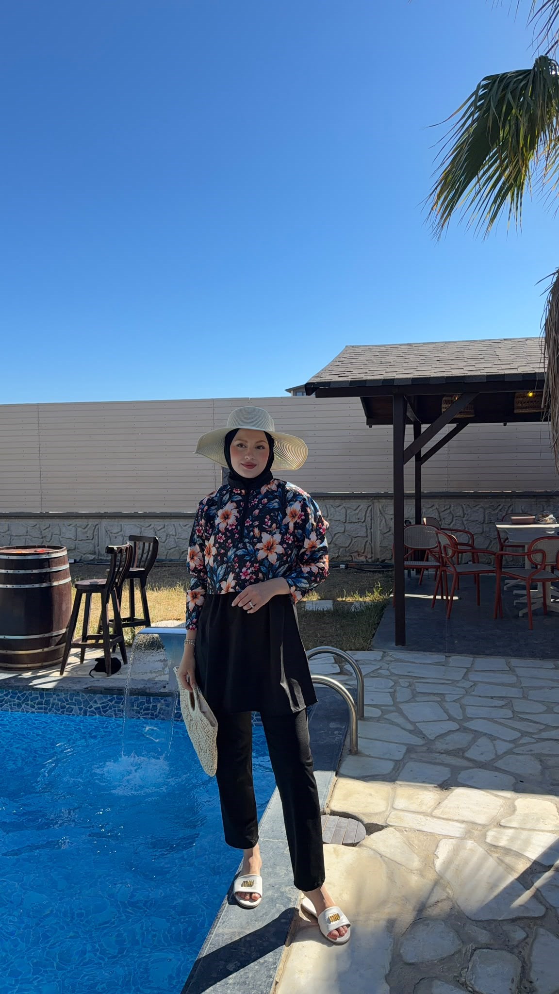MEYSADESIGN TESETTÜR MAYO Flowers Desenli Üçlü Mayo Seti Lacivert Çiçek