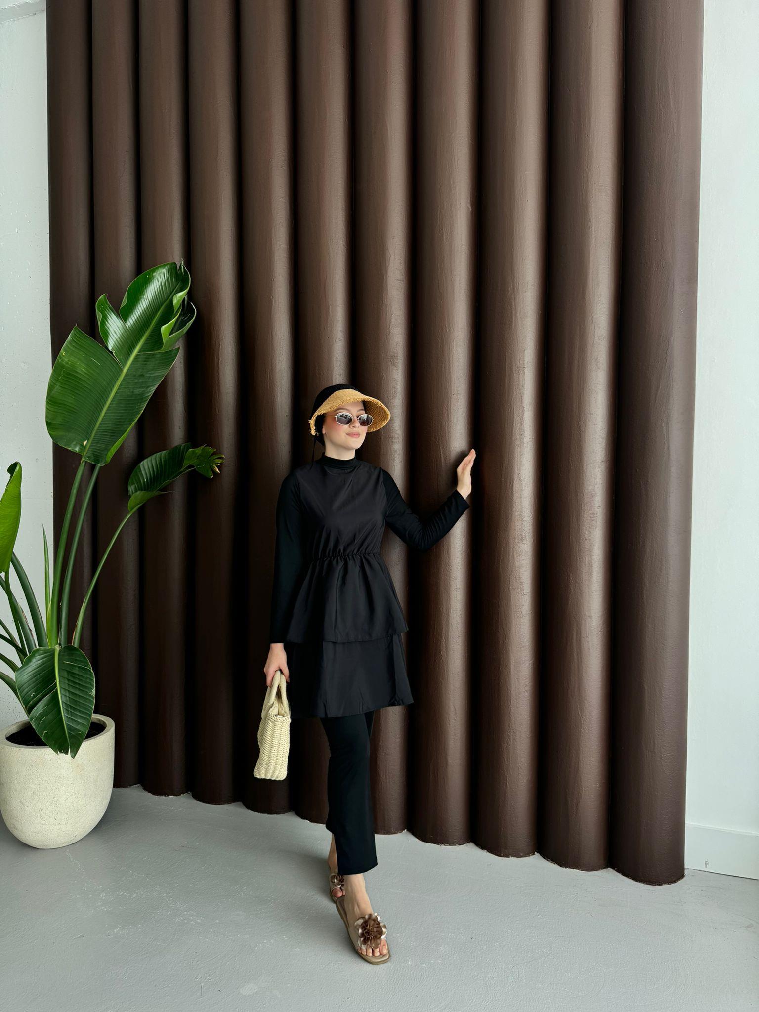 Tiered 3-Piece Hijab Swimsuit Seti