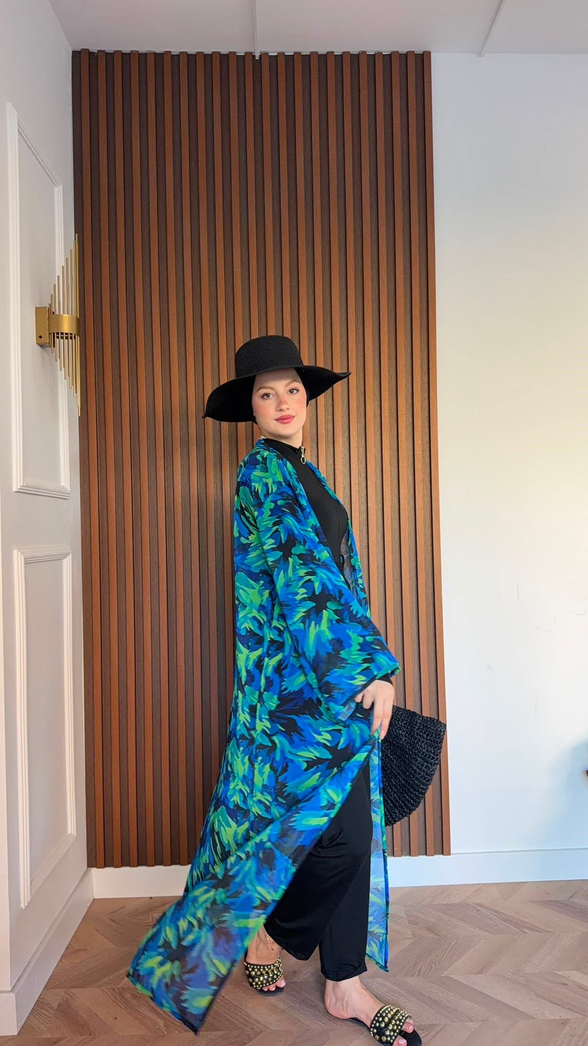 MEYSADESIGN TESETTÜR PAREO Summer Mavi Desenli Şifon Pareo
