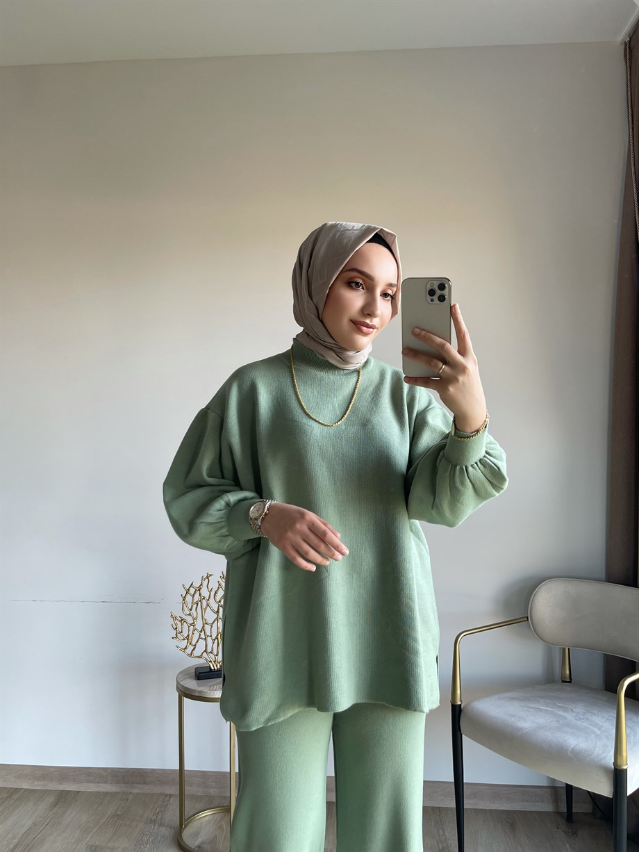 Balon Kol İkili Triko Takım Mint Yeşili | Meysadesign | En Trend Kadın  Giyim Mağazası | Yeni Sezonda Modern Güçlü ve Minimal - Bu Aya Özel Fiyatlar