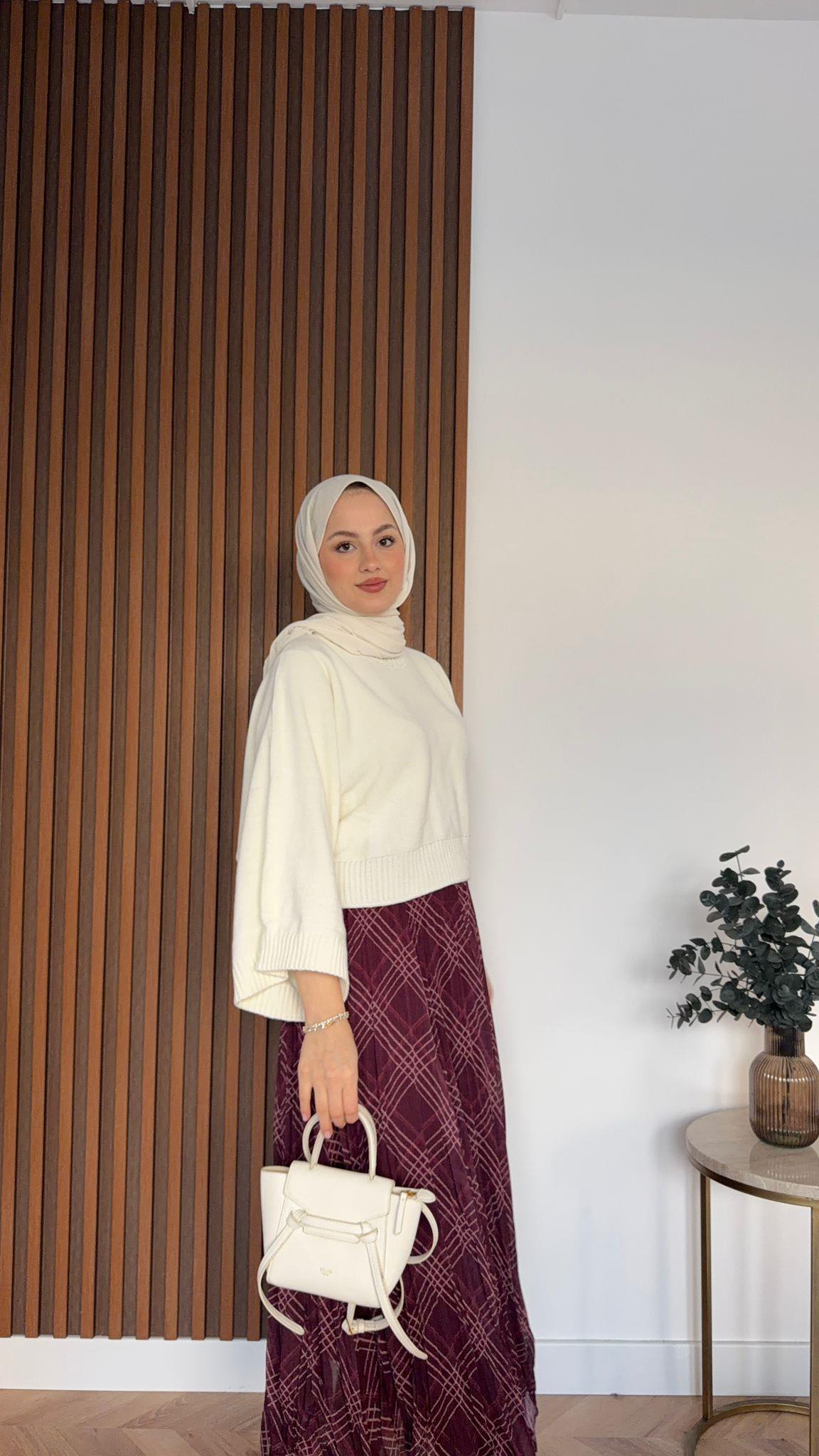 Crop Knitted Sweater Ecru