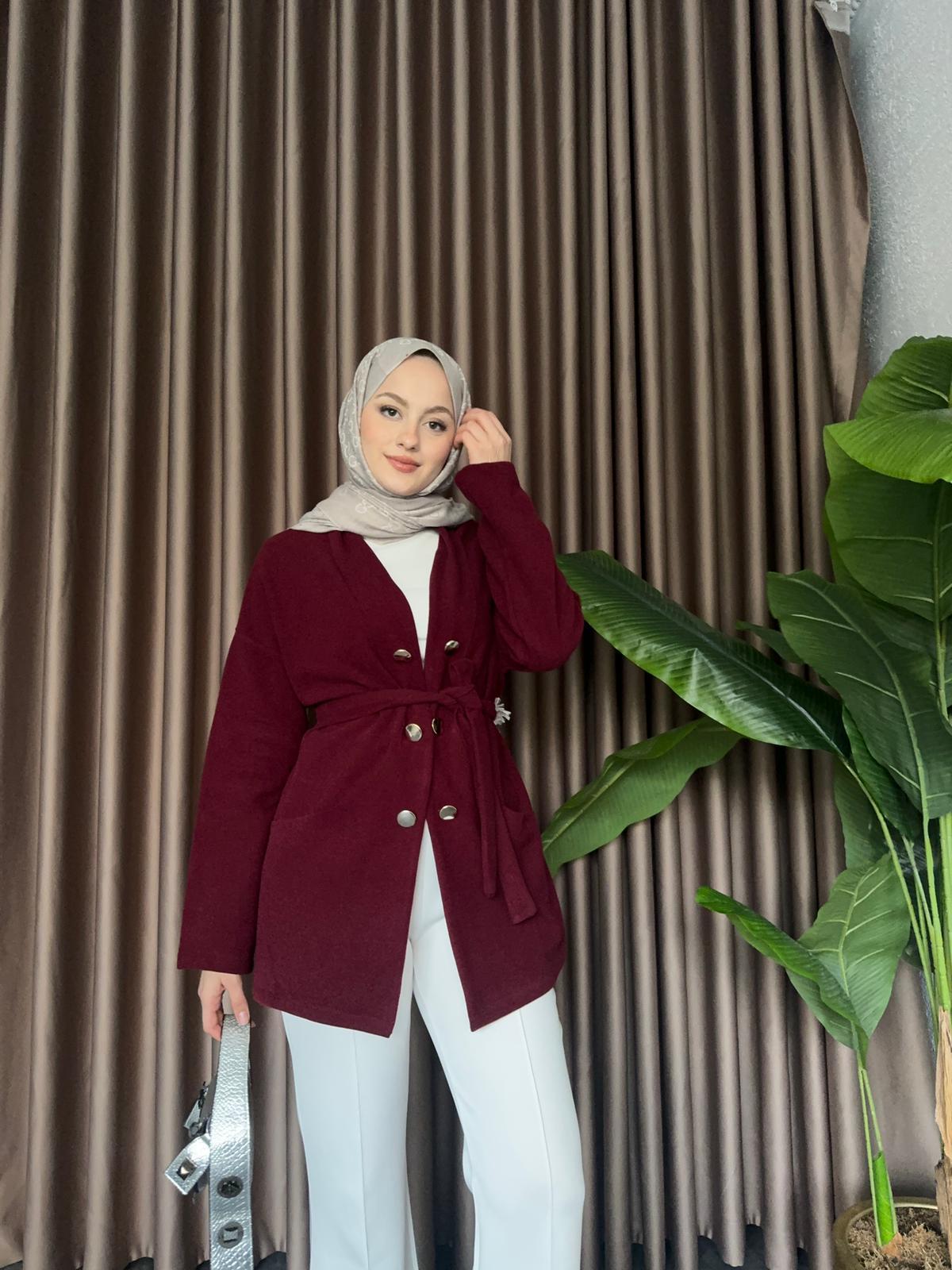 Kuş Gözü Selanik Hırka Bordo